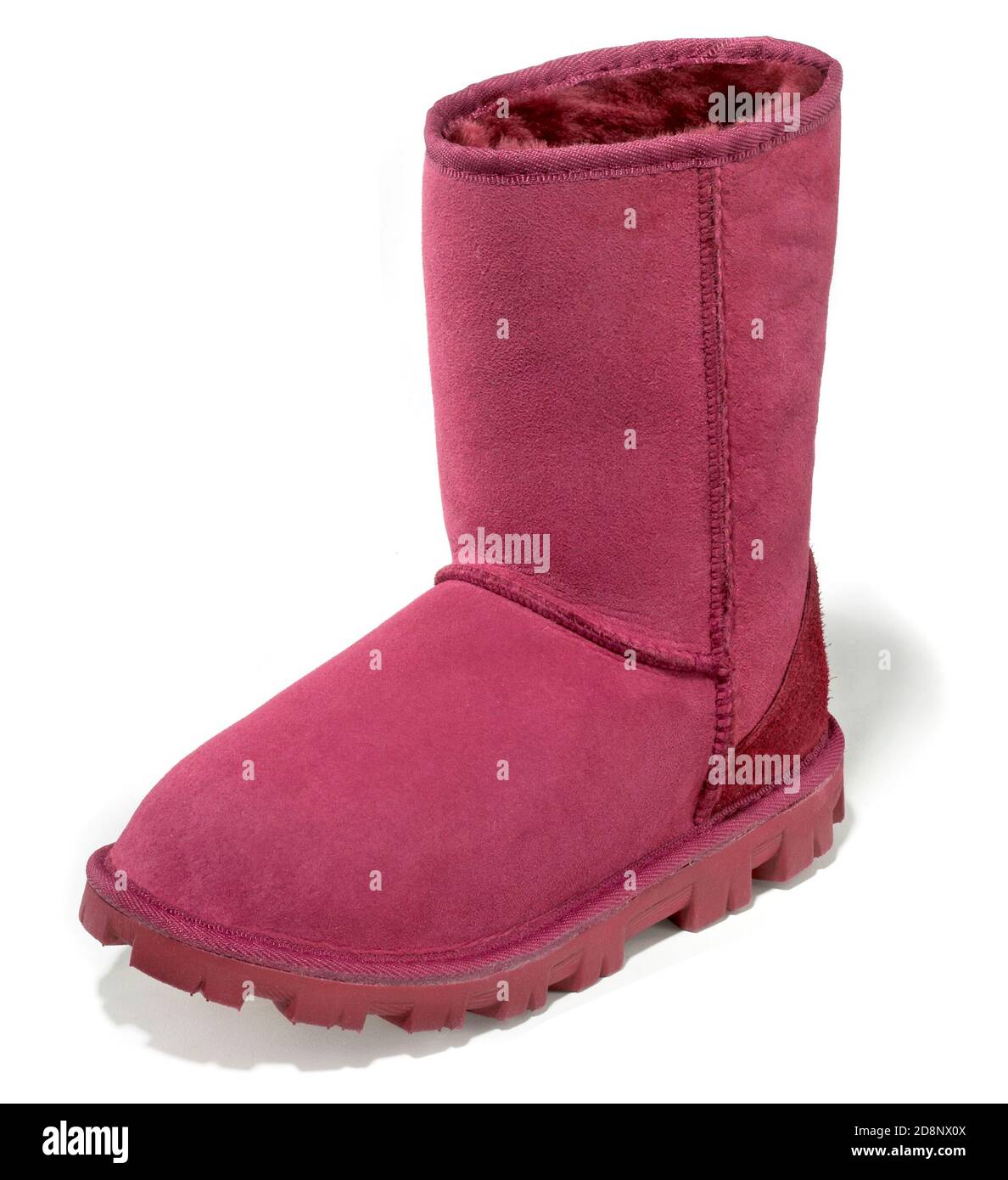 Red Ugg brand boot photographed on a white background Stock Photo - Alamy