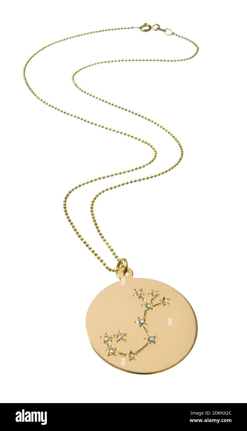 Round gold pendant necklace with the 