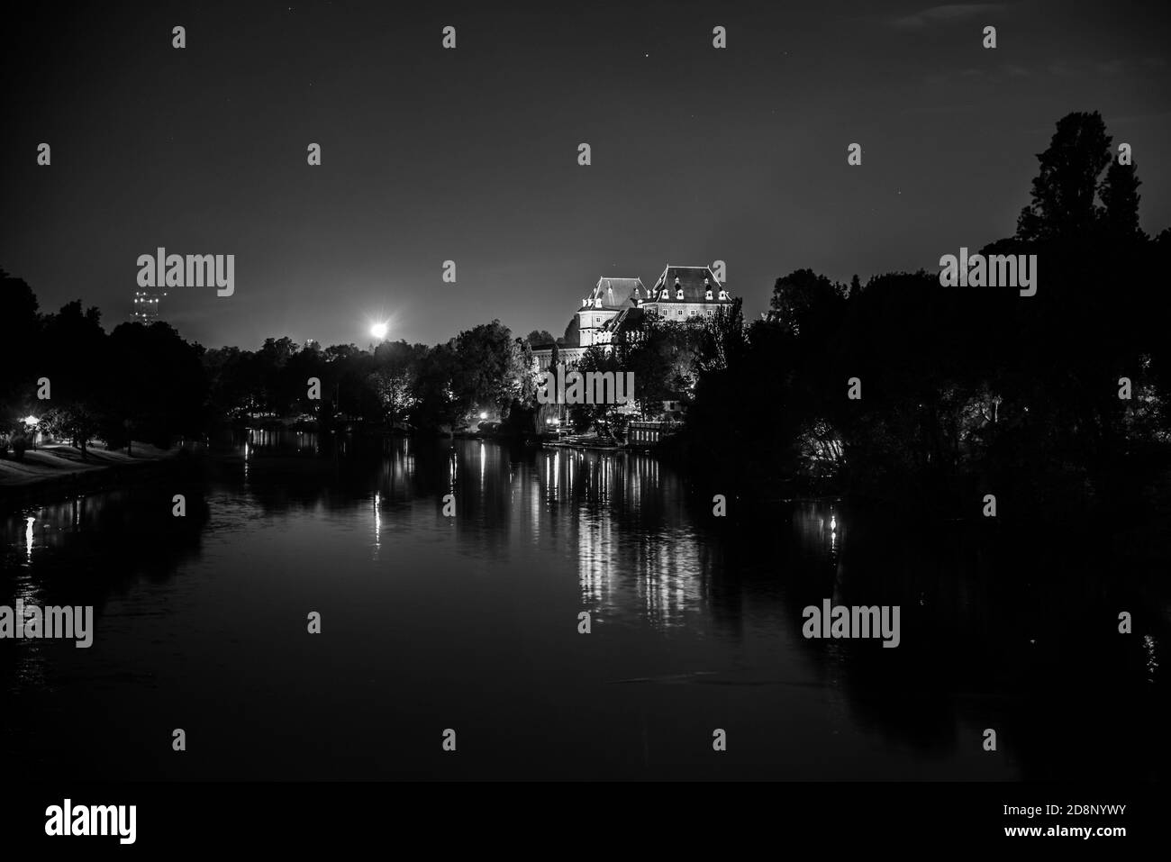 Night in Turin along the river Po Stock Photo