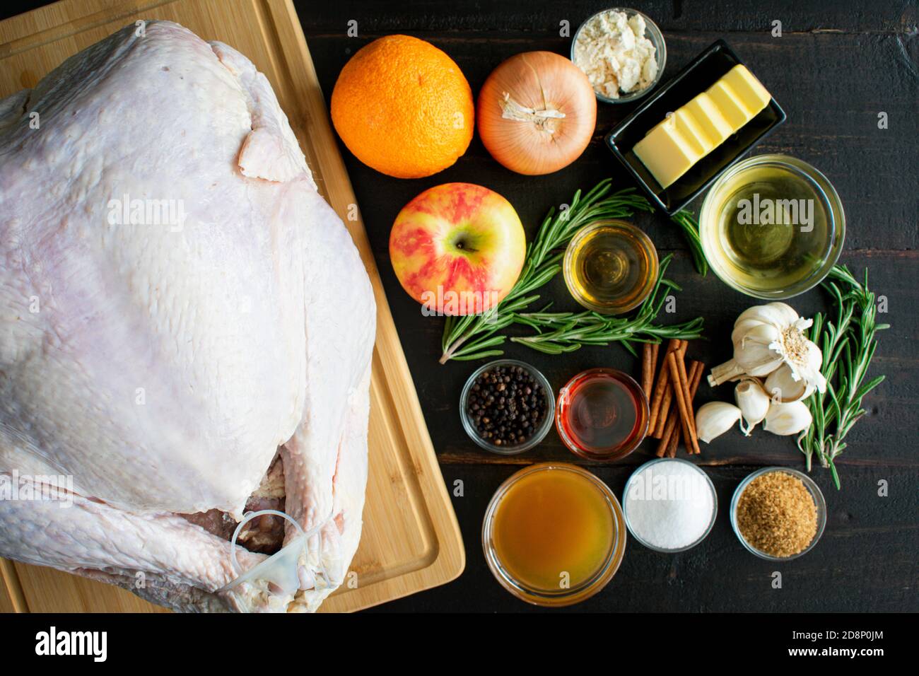 Maple Cider Bourbon Brined Turkey with Bourbon Gravy Ingredients Raw