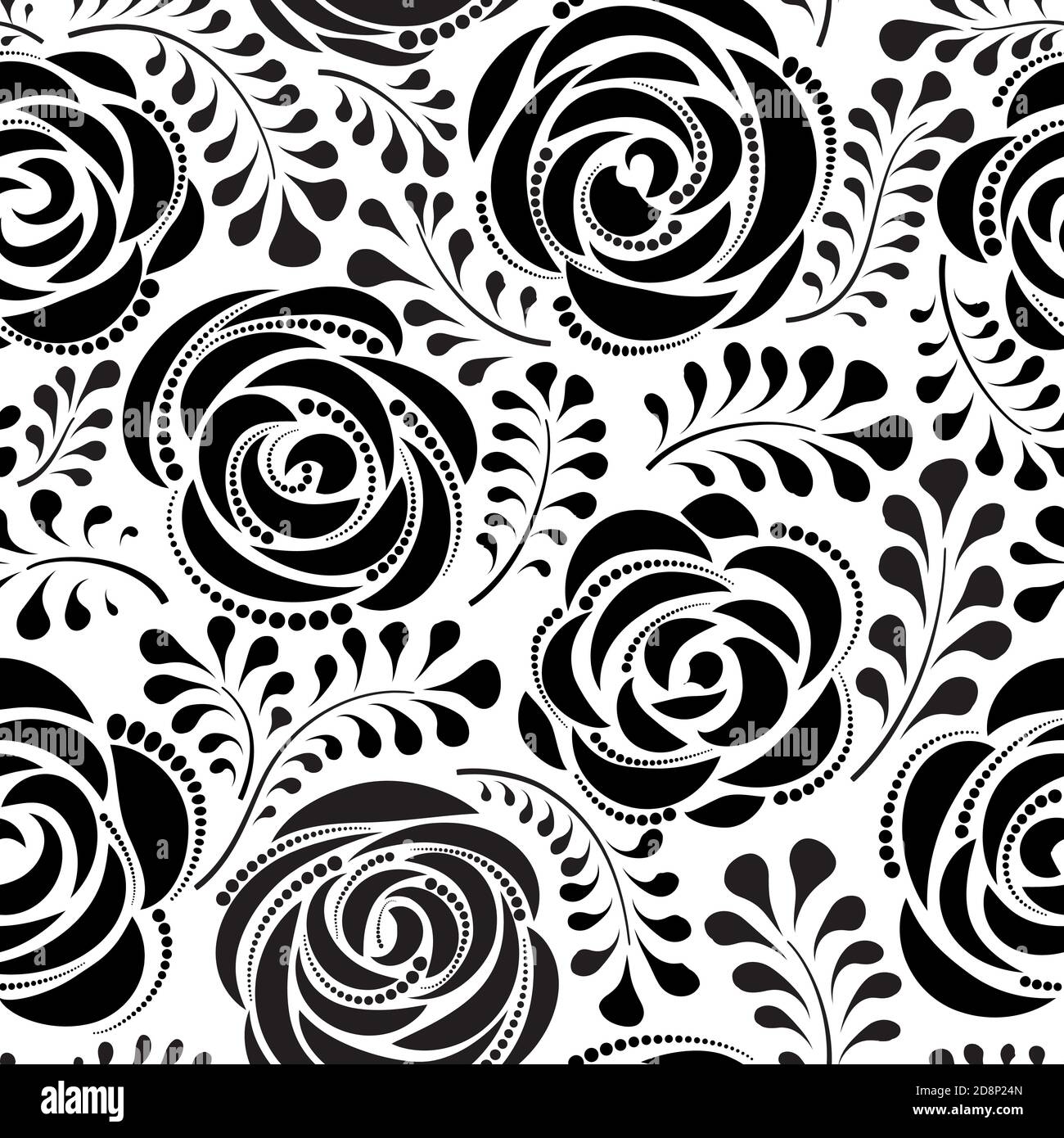 Floral Seamless Pattern With Flower Rose Abstract Swirl Line Bloom Background Petal Tiled Wallpaper Stock Vector Image Art Alamy
