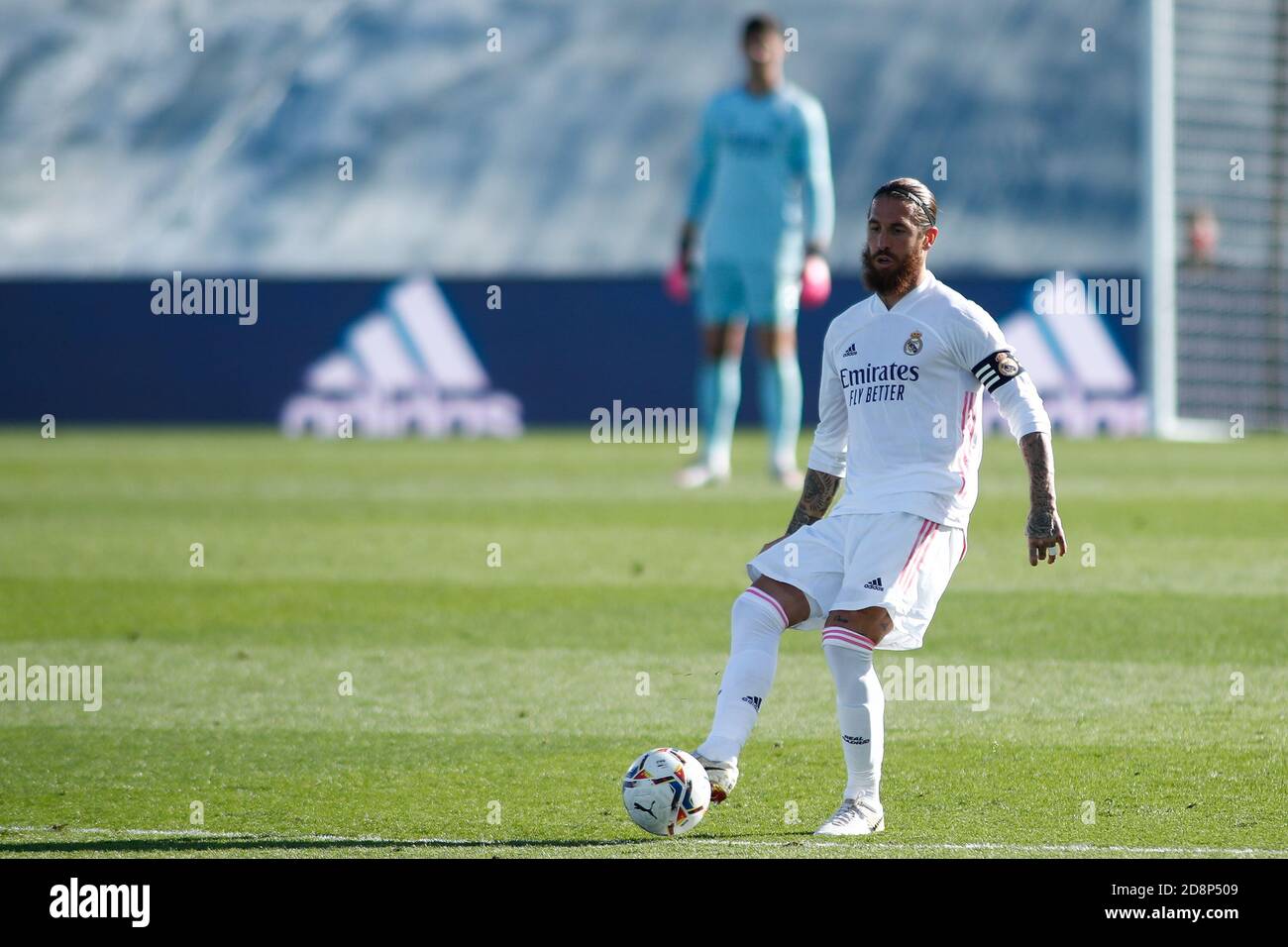Madrid, Spain. 31st October, 2020. Sergio Ramos of Real Madrid in action during the Spanish championship La Liga football match between Real Madrid and SD Huesca on October 31, 2020 at Alfredo Di Stefano stadium in Valdebebas, Madrid, Spain - Photo Oscar J Barroso / Spain DPPI / DPPI Credit: LM/DPPI/Oscar Barroso/Alamy Live News Stock Photo