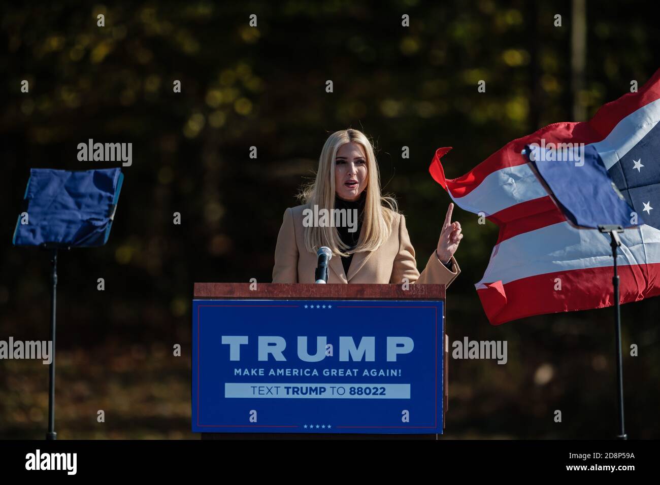 Canfield, Ohio, USA. 31st Oct, 2020. IVANKA TRUMP delivers remarks during a  Make America Great Again event with Ivanka Trump and Ohio Senator Rob  Portman, Saturday, October 31, 2020 outside the Mahoning