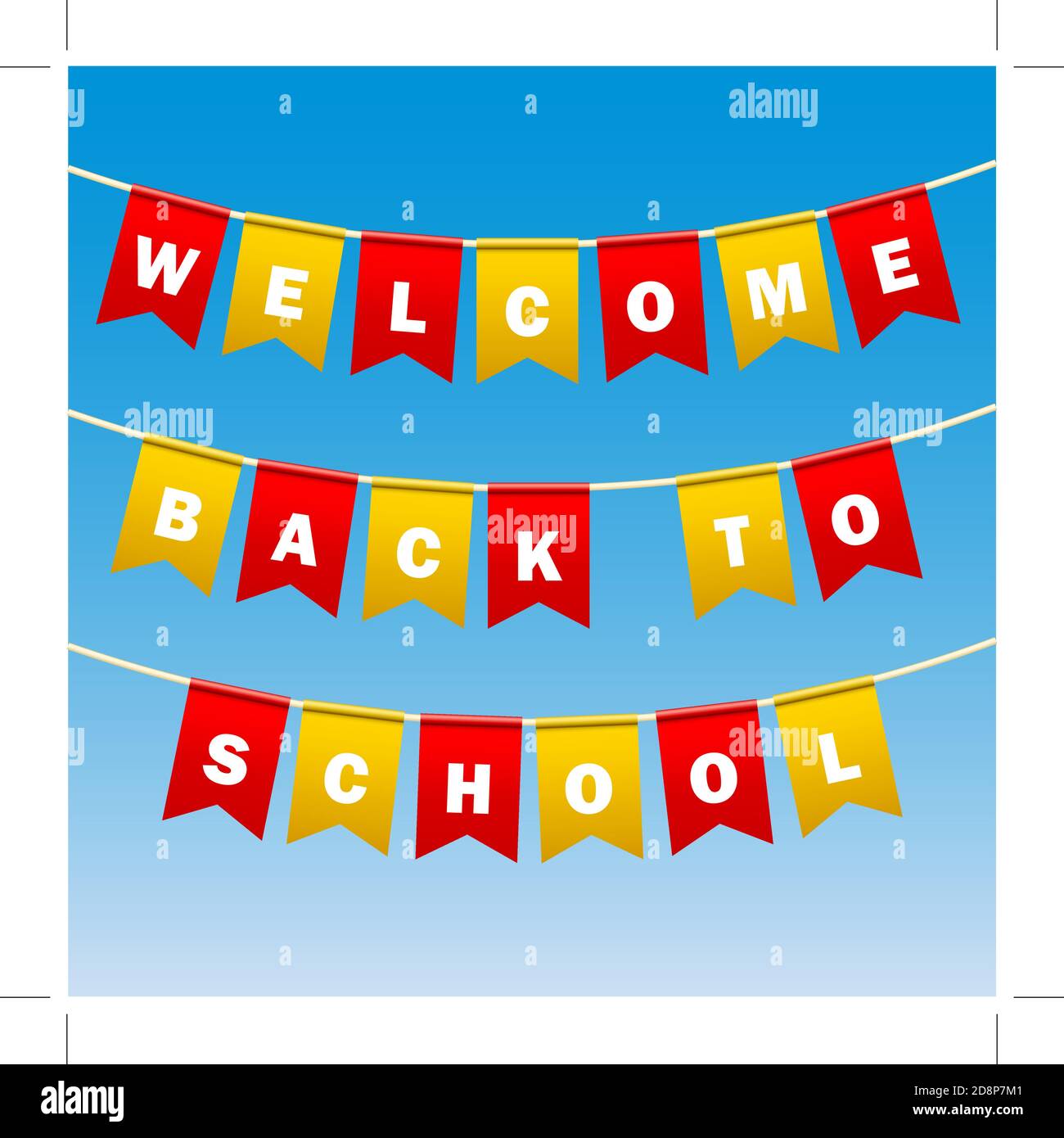 Festive flags with inscription. Welcome back to school. Decoration ...