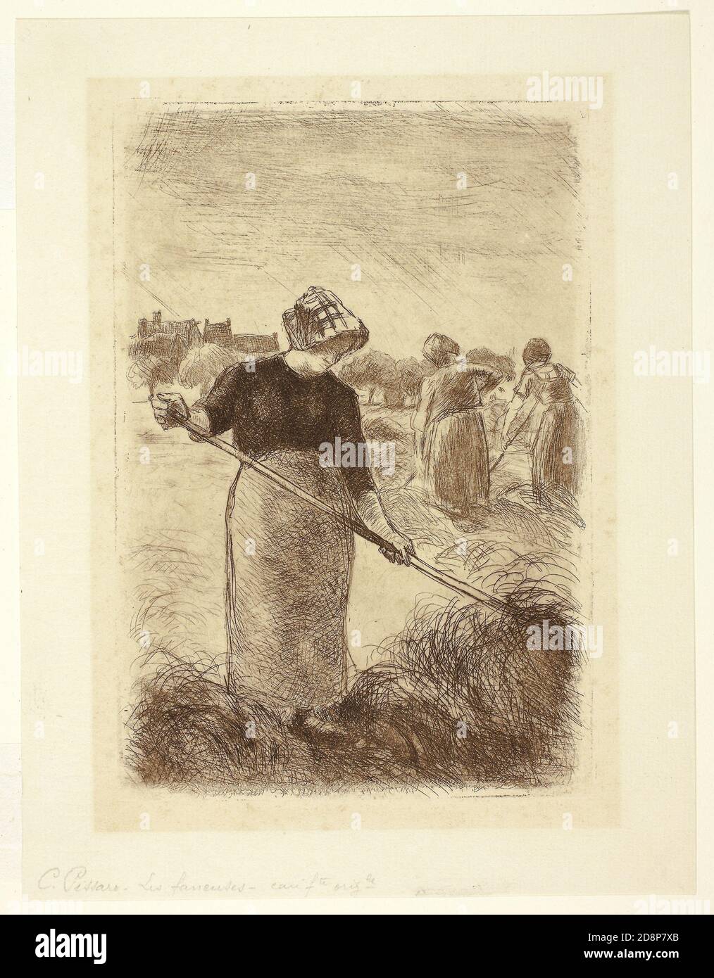 Etching in dark brown on cream laid paper Stock Photo Alamy