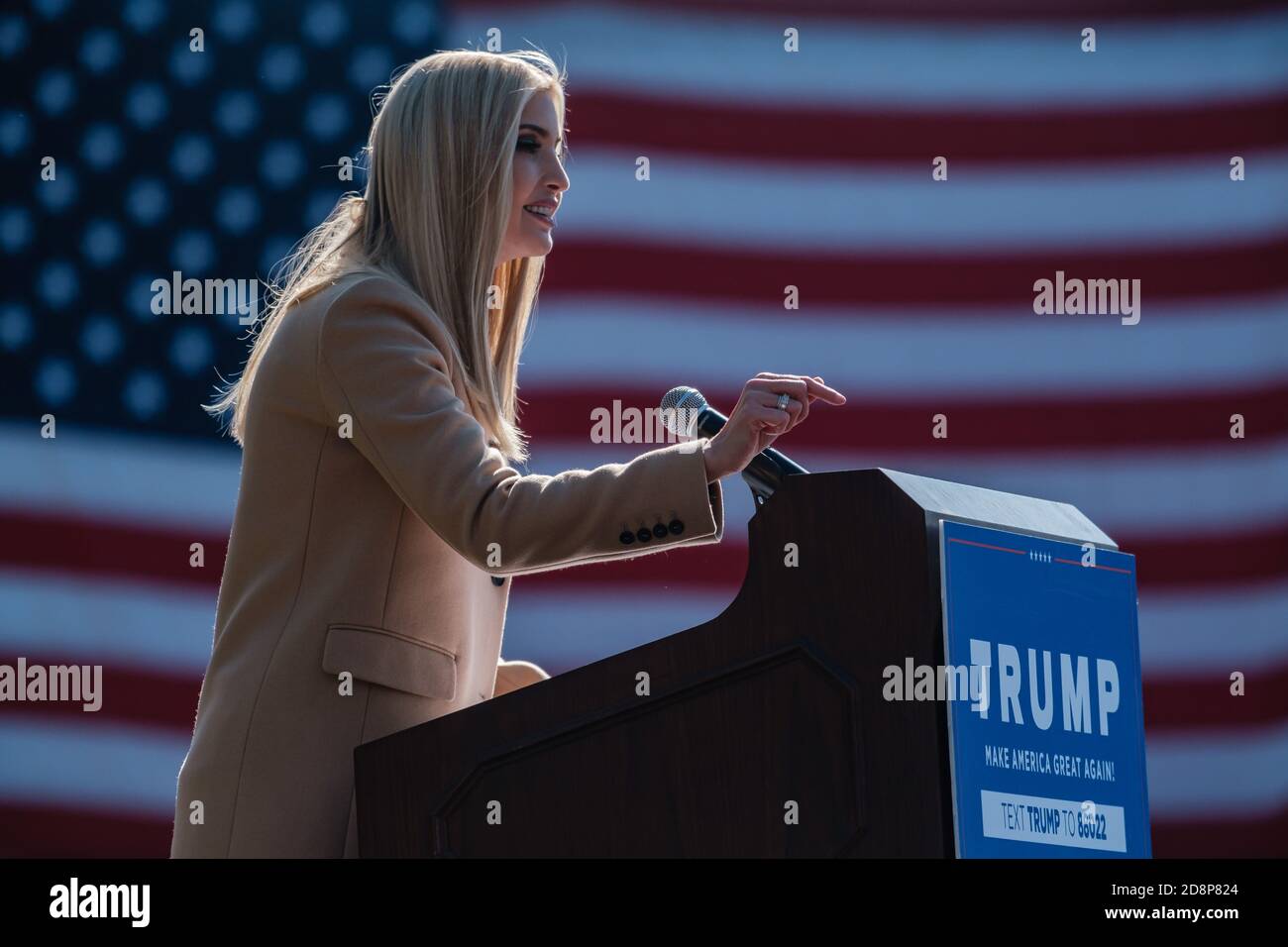 Canfield, Ohio, USA. 31st Oct, 2020. IVANKA TRUMP delivers remarks during a Make America Great Again event with Ohio Senator Rob Portman, outside the Mahoning County Career and Technical Center in Canfield. Credit: Andrew Dolph/ZUMA Wire/Alamy Live News Stock Photo