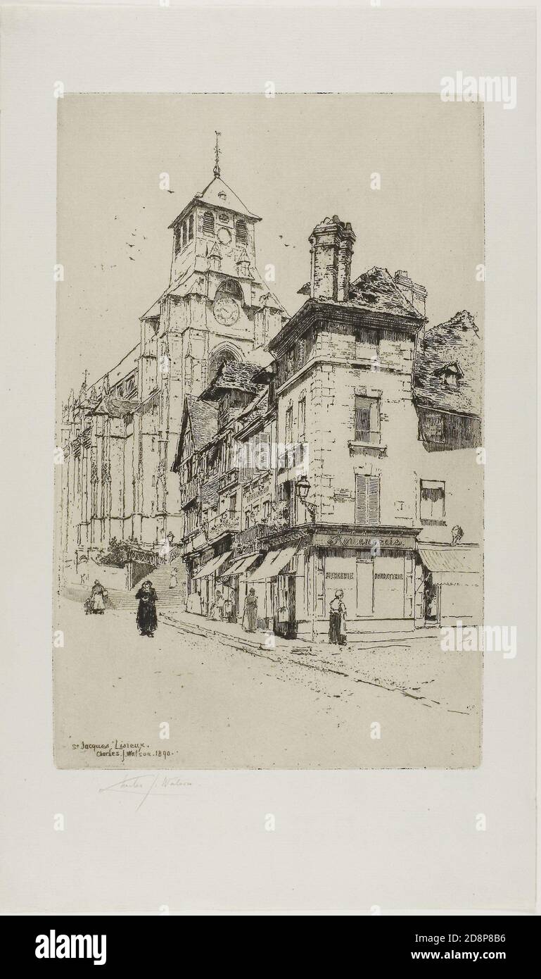 Etching in dark brown on cream laid paper Stock Photo Alamy