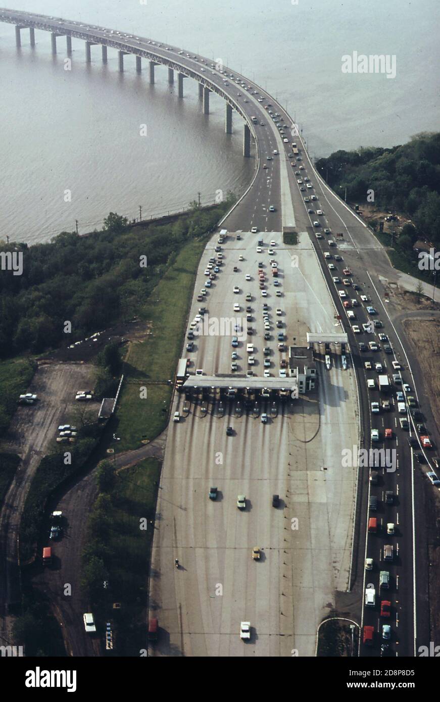 Entrance to the Tappan Zee Bridge over the Hudson River between Tarrytown and Nyack ca. 1973