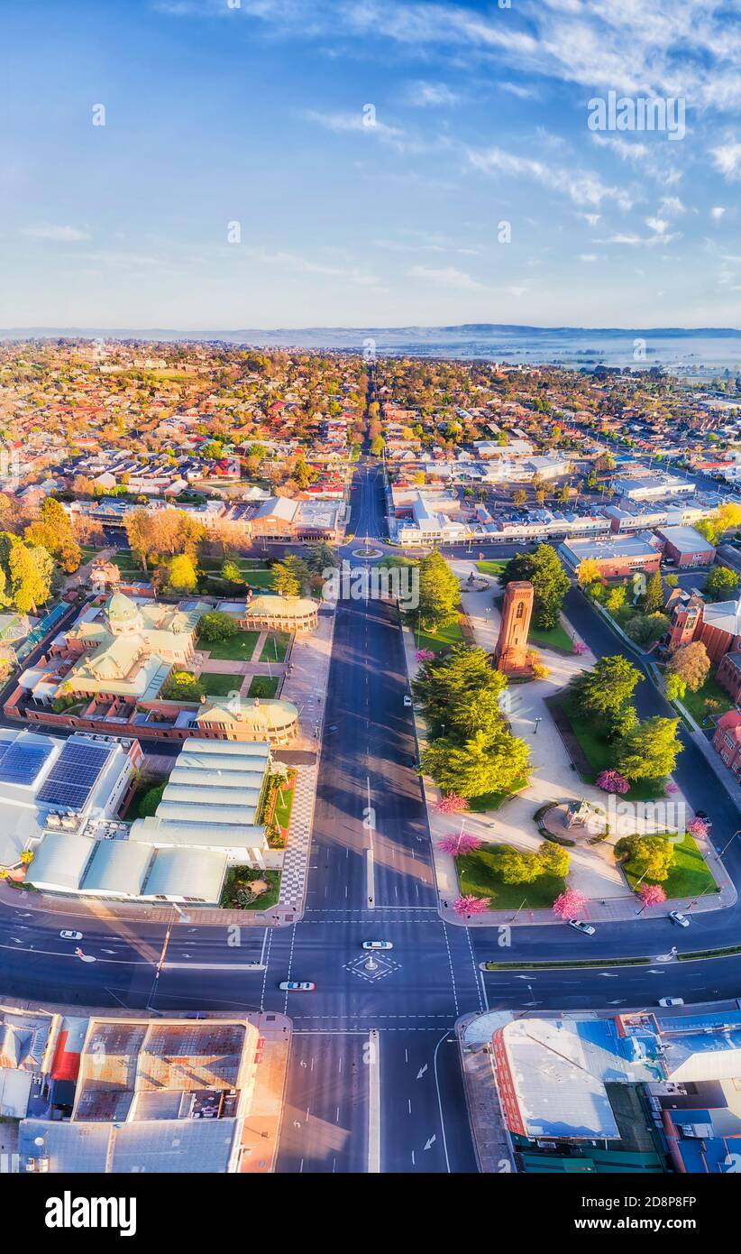 Streets and downtown with local parks in Bathurst city around historic