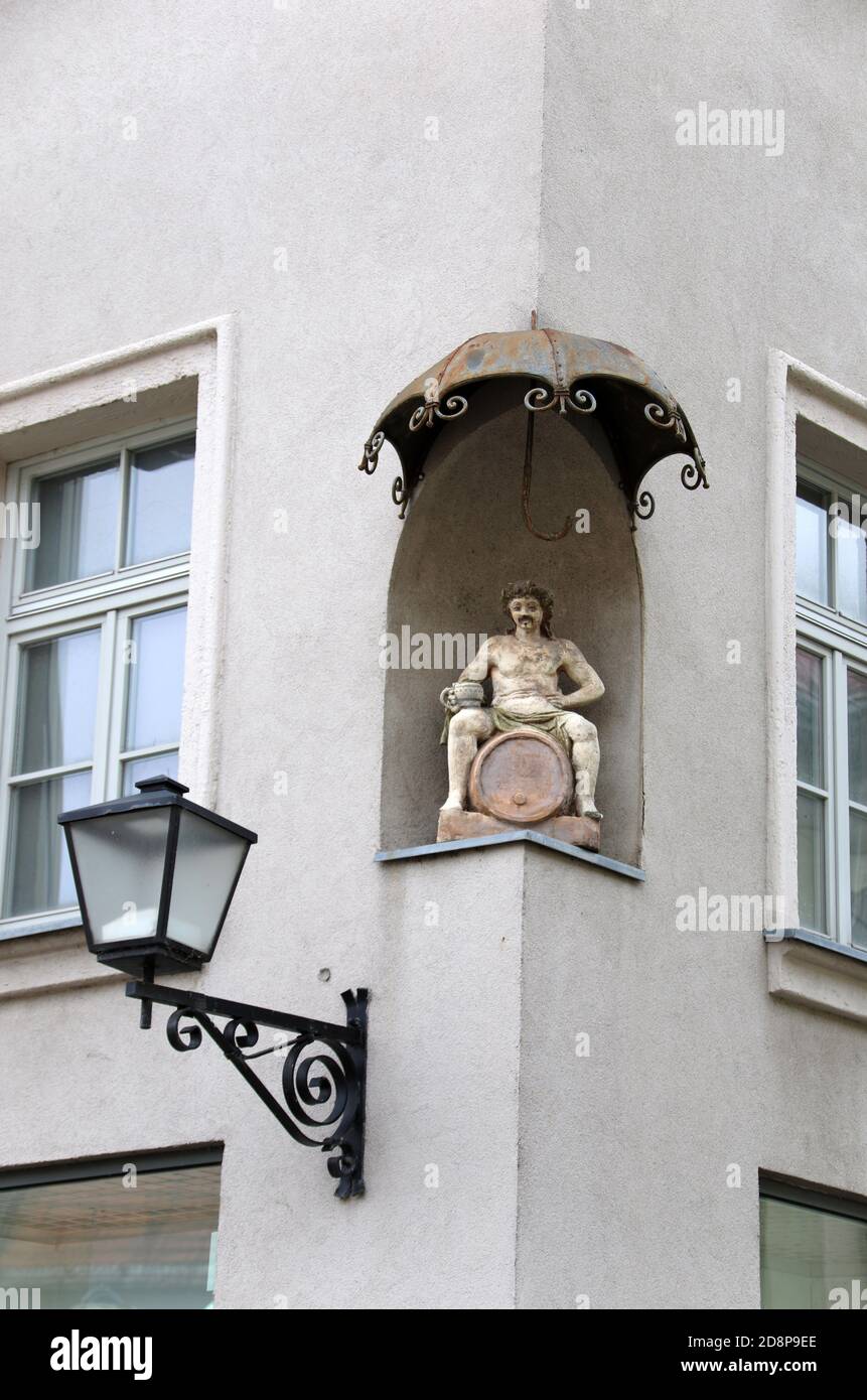 Statue of Bacchus in the winemaking Slovenian city of Maribor Stock Photo
