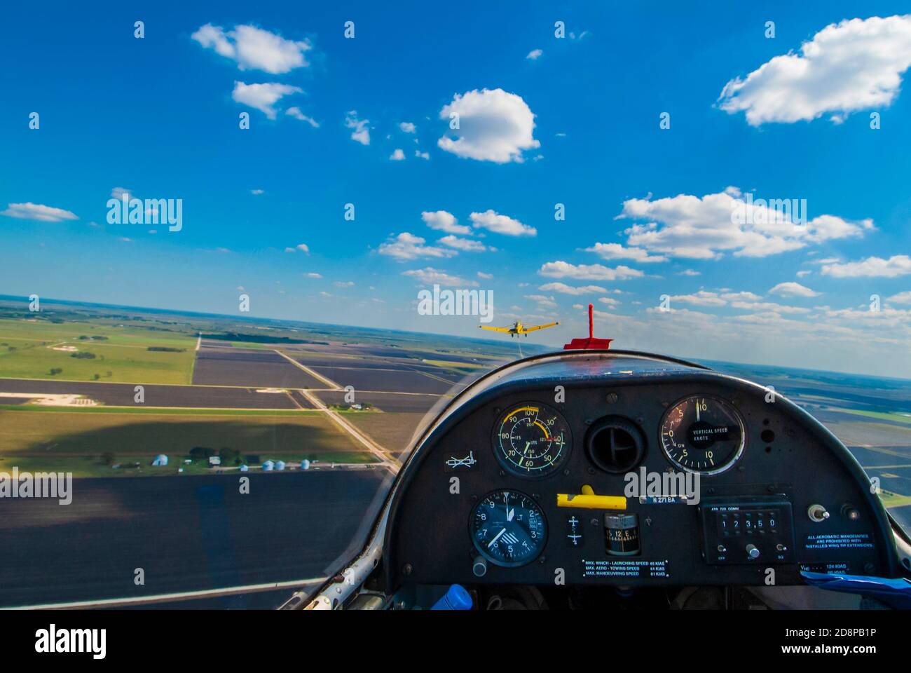 Inside the cockpit of a Blanik L23 glider, Greater Houston Soaring
