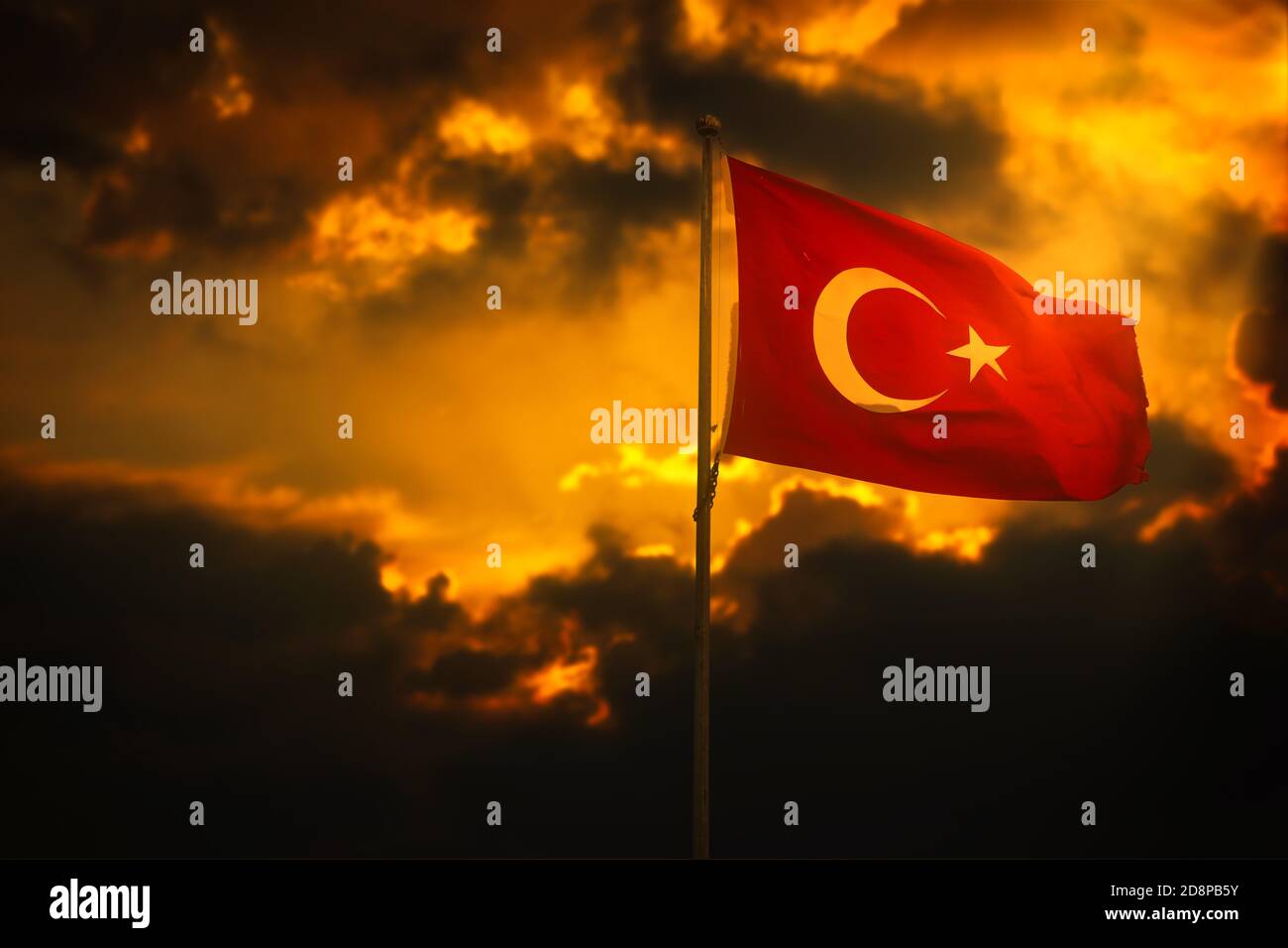 Turkish Flag, Turkish Flag at Sunset Stock Photo Alamy