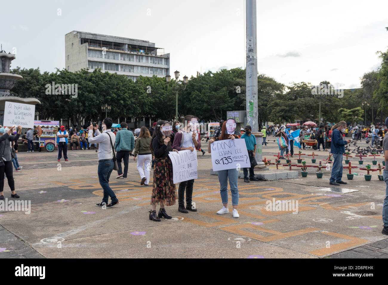 Protest against government corruption in central plaza downtown Guatemala city Stock Photo