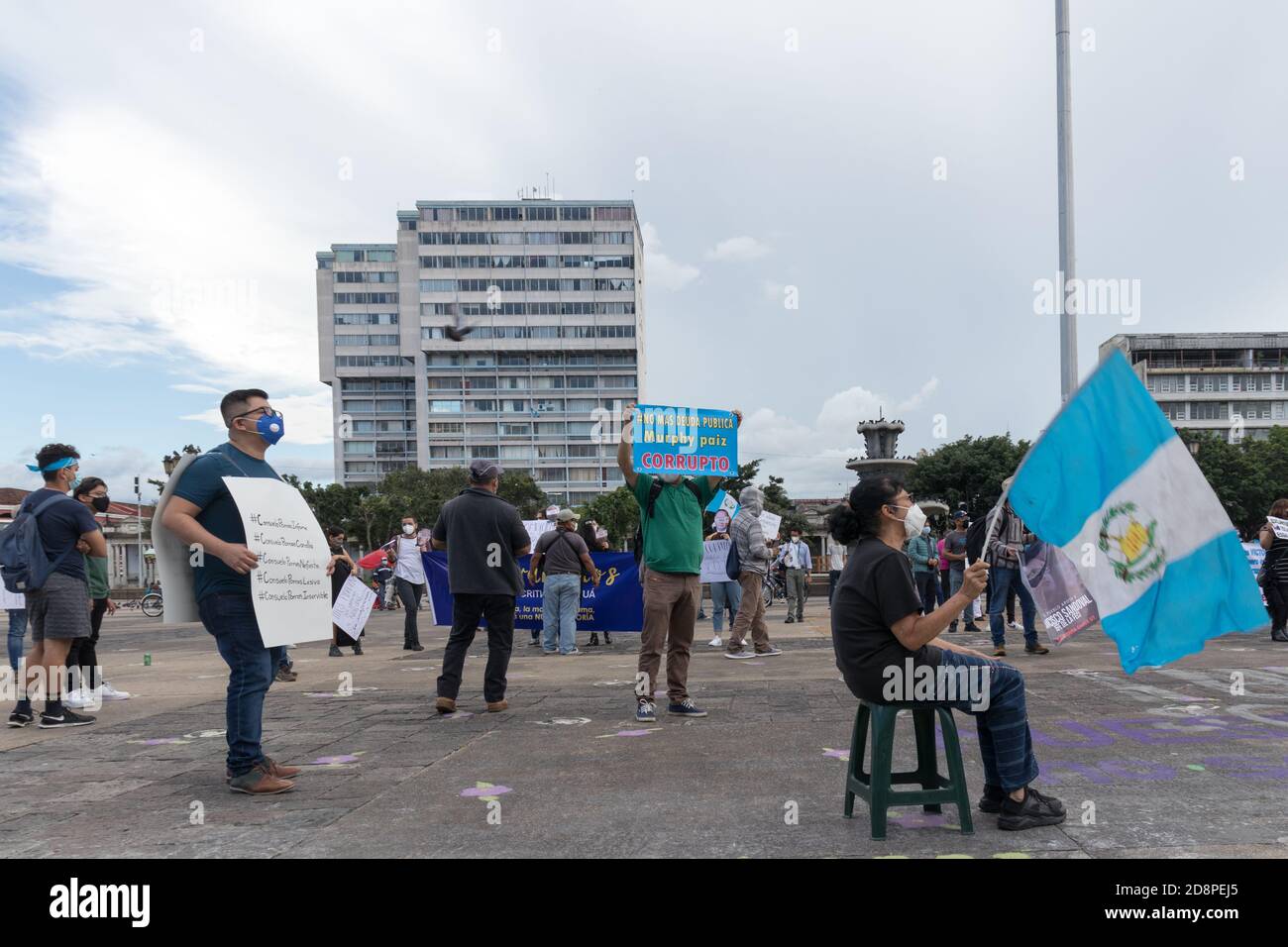Protest against government corruption in central plaza downtown Guatemala city Stock Photo