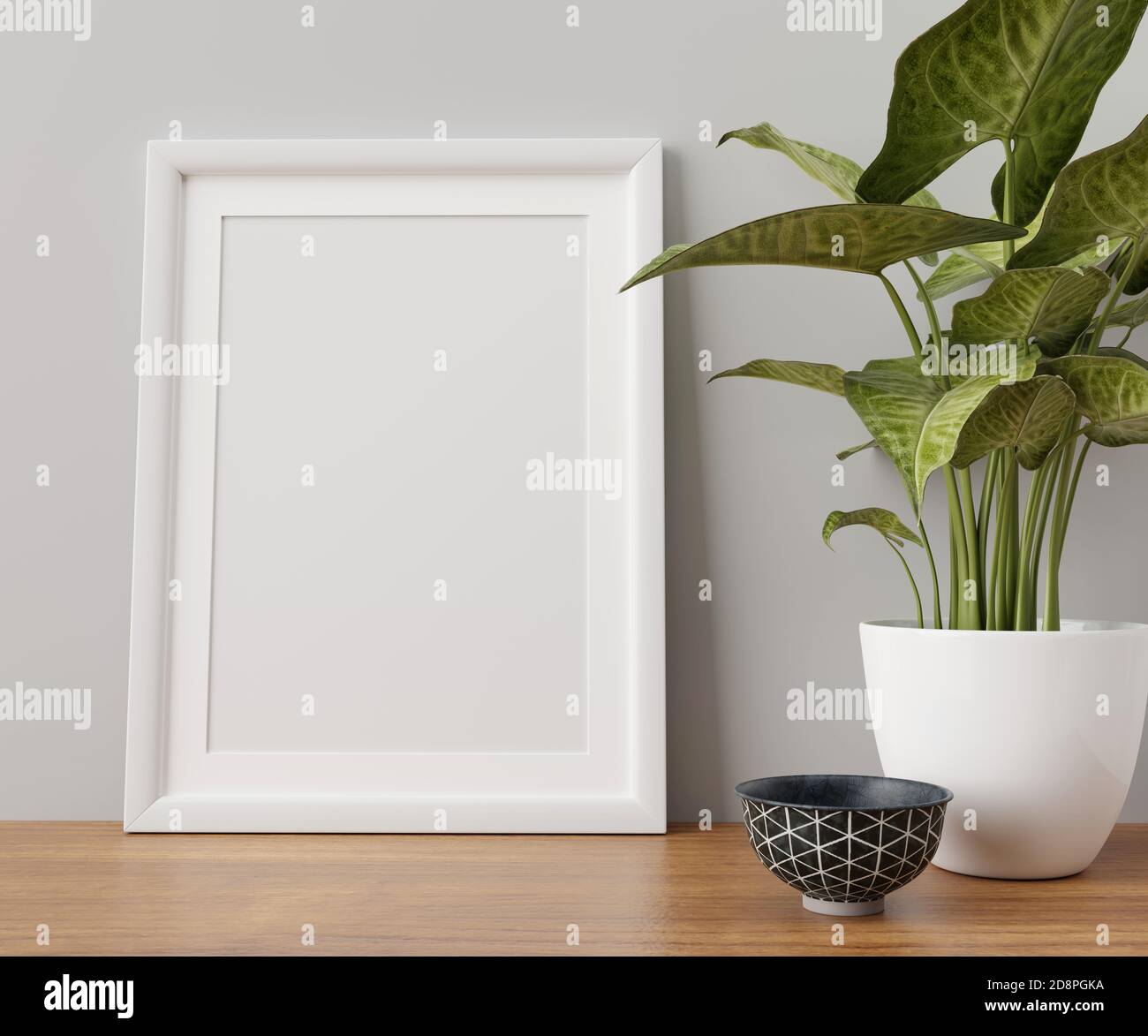 Frame mockup in interior 3d illustration Stock Photo