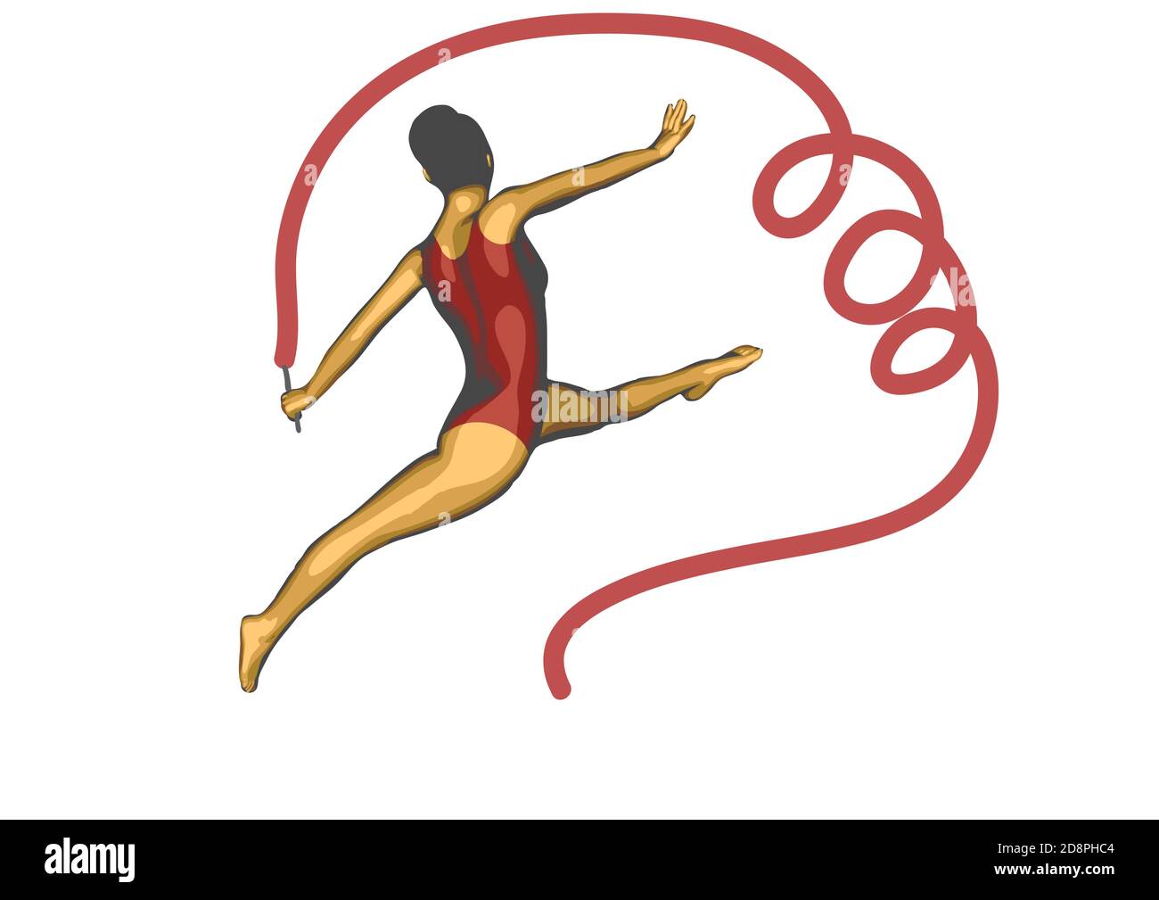 Female gymnast with ribbon isolated on white Stock Vector Image & Art ...