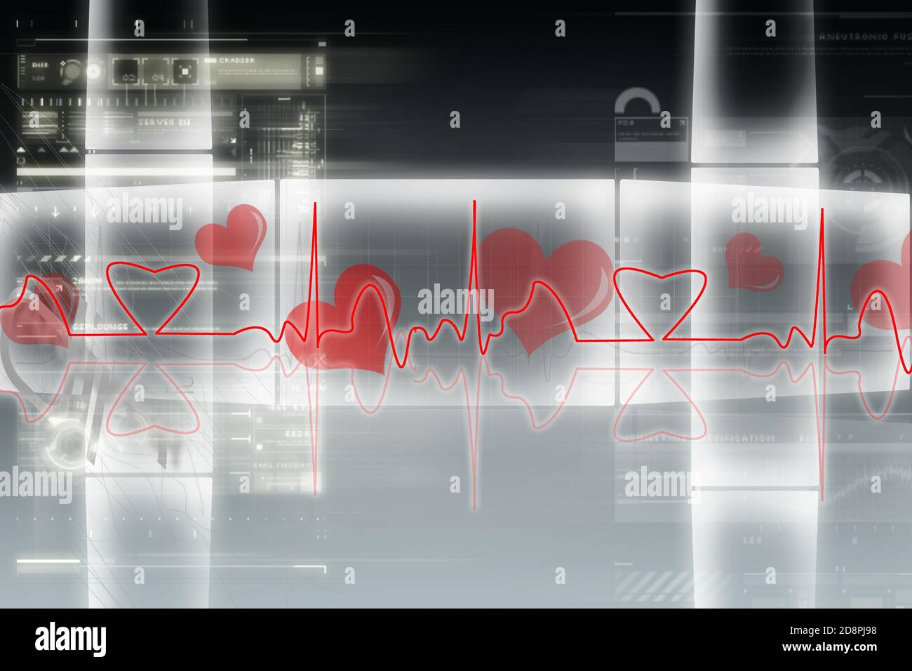 Digital illustration of heart monitor screen with normal heart beat signal Stock Photo