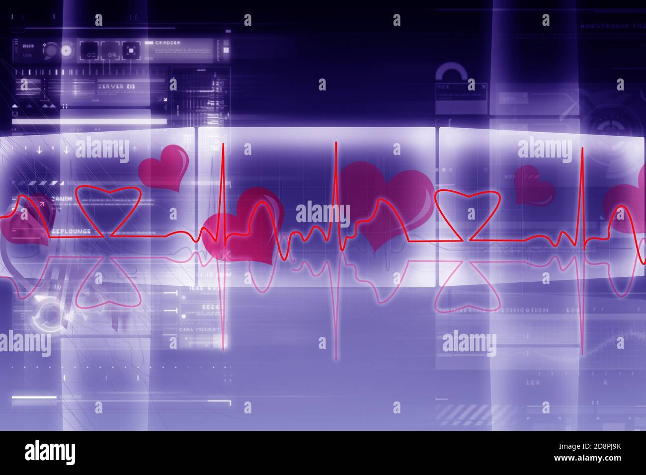 Digital illustration of heart monitor screen with normal heart beat signal Stock Photo