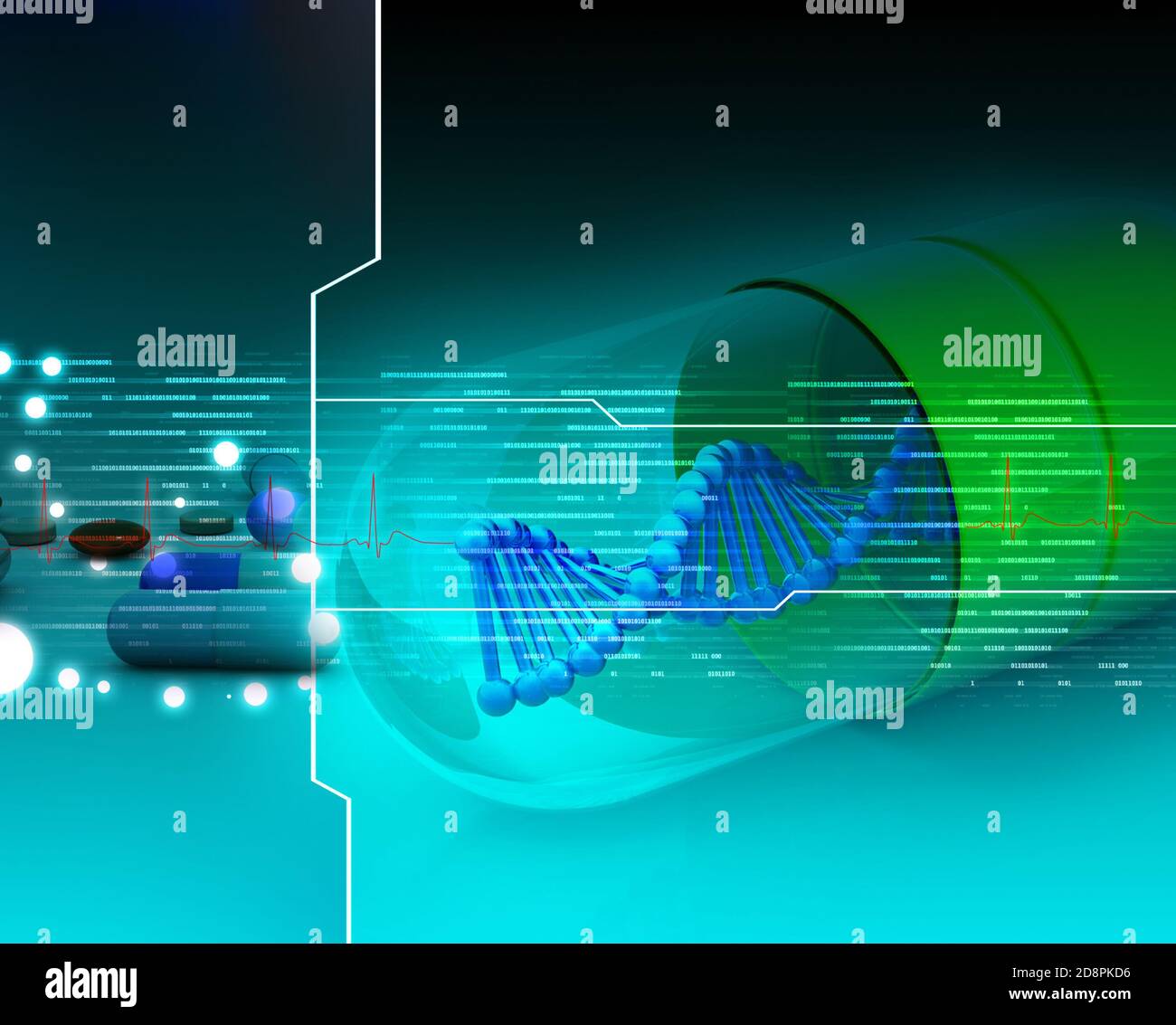 Dna capsule in abstract background Stock Photo