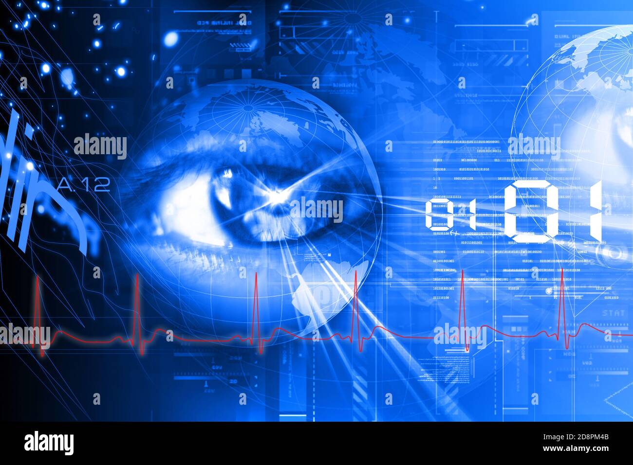Digital illustration of an eye scan as concept for secure digital ...