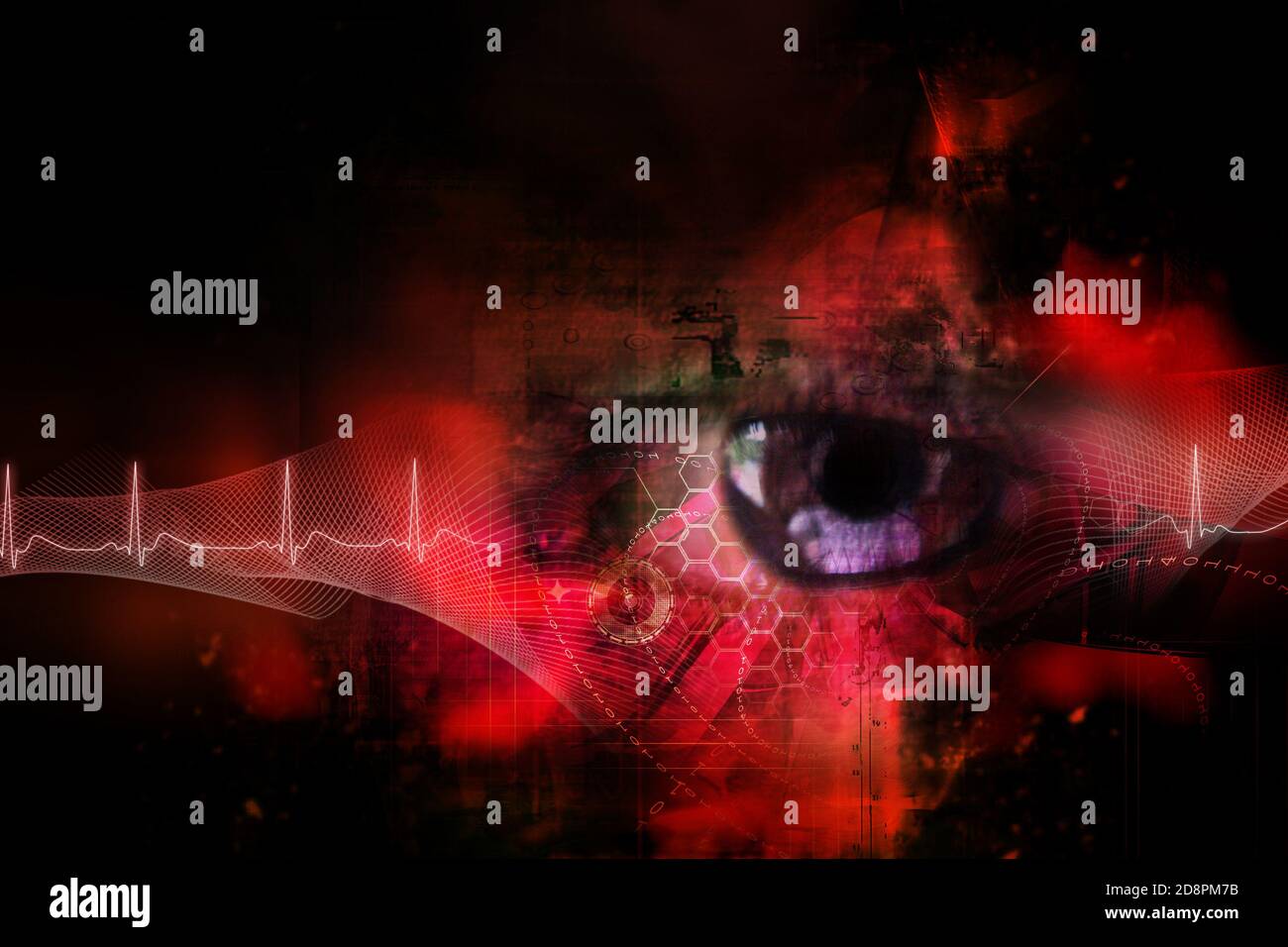 Digital illustration of an eye scan as concept for secure digital ...
