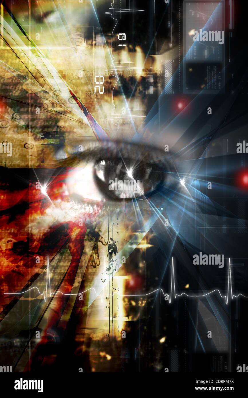 Digital illustration of an eye scan as concept for secure digital ...