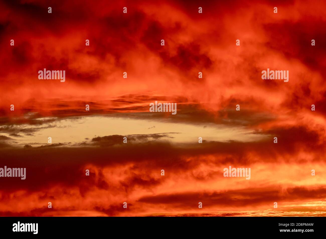 Dramatic red orange sunset sky cloudscape Stock Photo