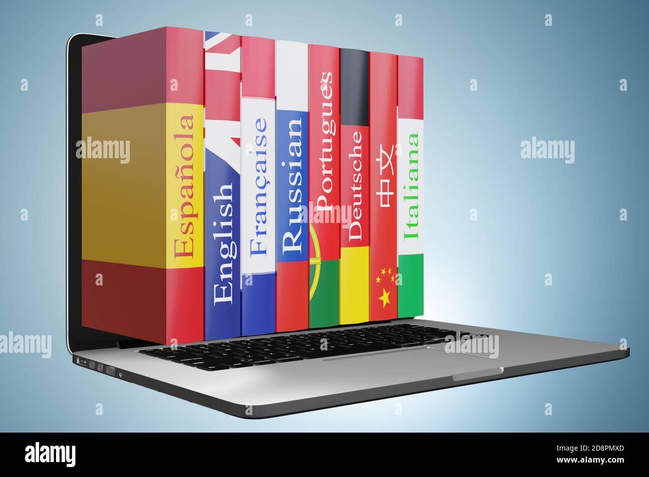 Language Learning Graphics 3d Online language learning concept - 3d rendering Stock Photo - Alamy
