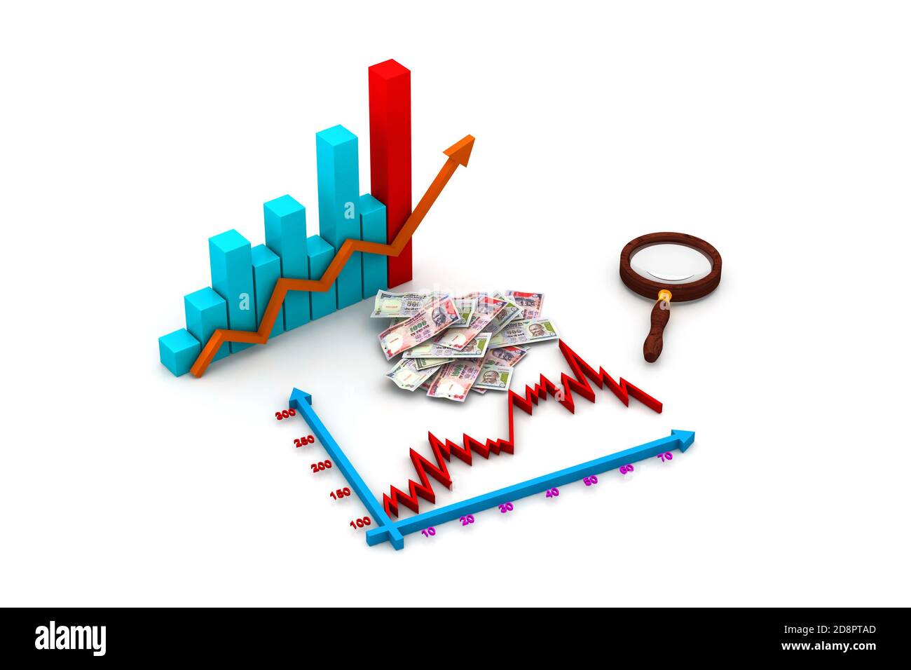 Financial graph with money Stock Photo - Alamy