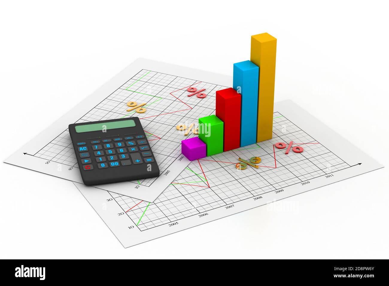 Business chart with calculator Stock Photo - Alamy