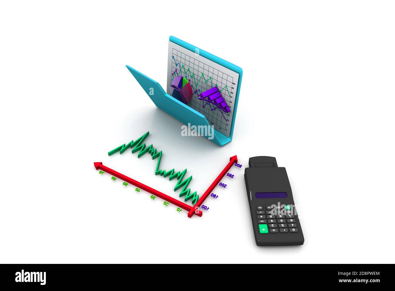 folder with diagram, chart, graph, calculator Stock Photo Alamy