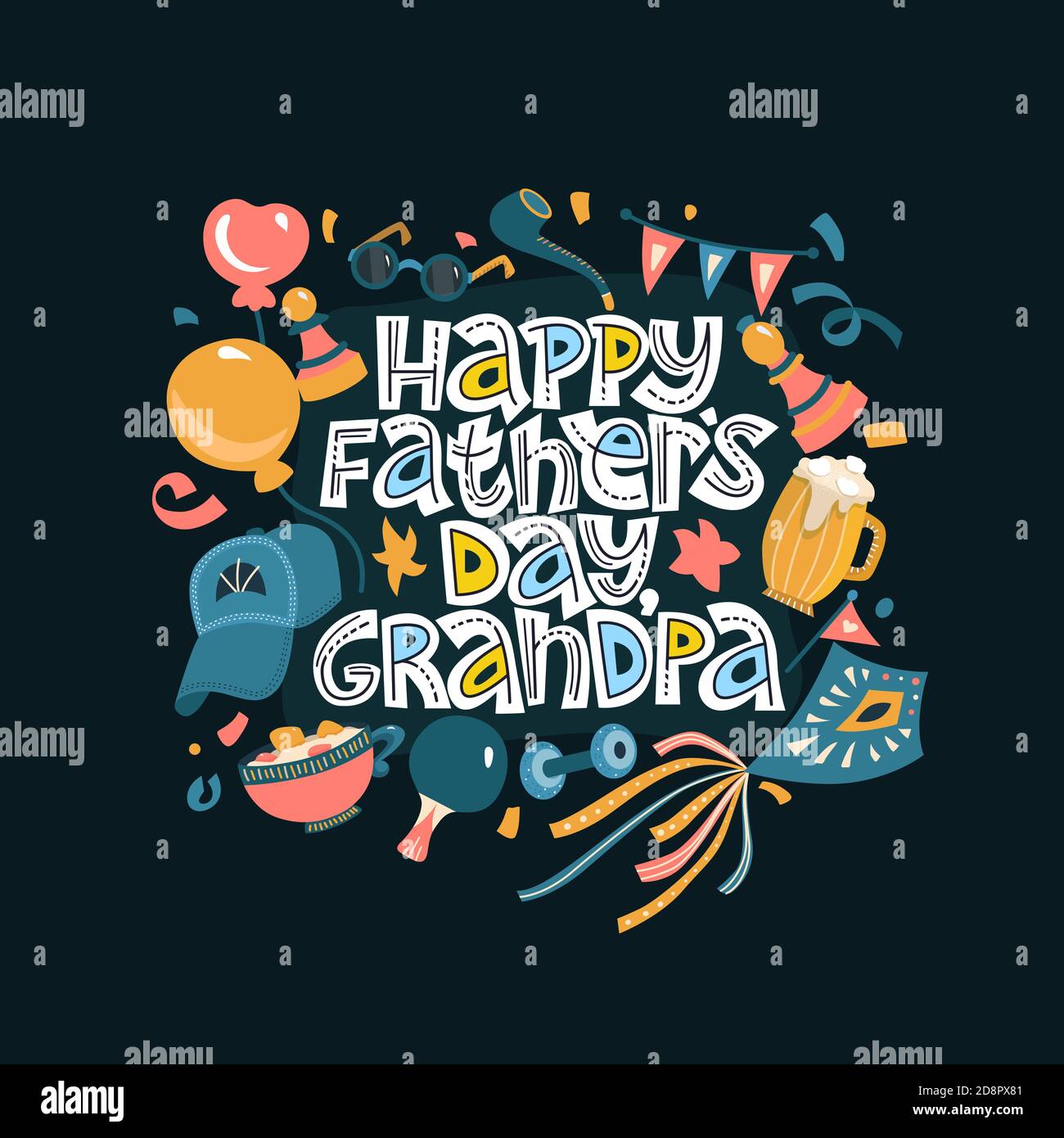 Download Happy Father S Day Grandpa Lettering Complimentary Quote On The Dark Background Typography Phrase For A Gift Card Banner Badge Poster Print Stock Vector Image Art Alamy