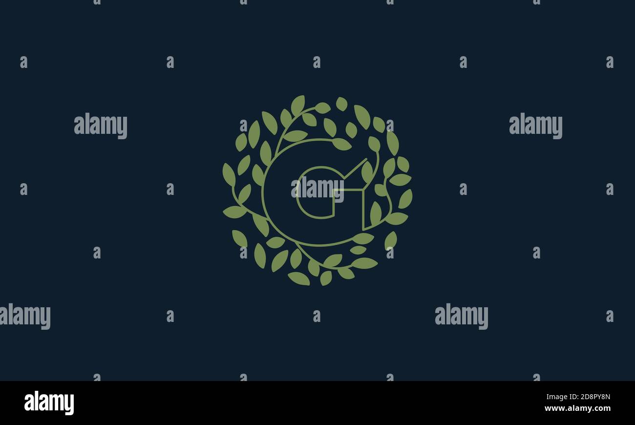 Letter G with leaf green garden nature ornament logo vector icon design ...