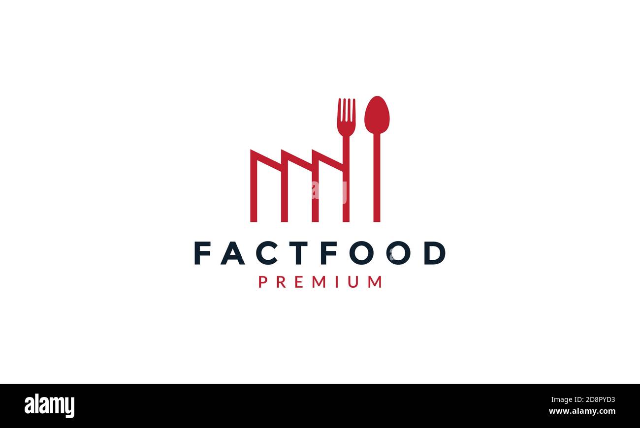 factory line with spoon fork food  logo vector Stock Vector