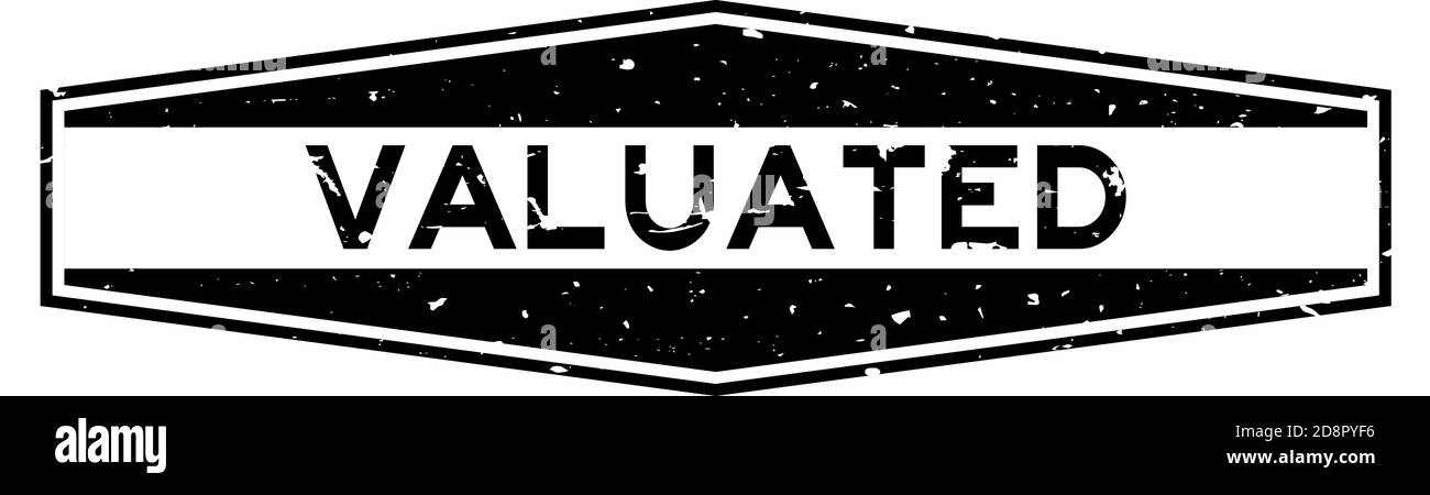 Grunge black valuated word hexagon rubber seal stamp on white ...