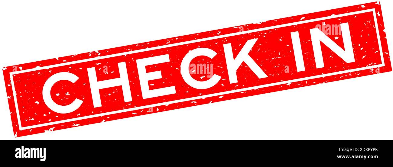 Grunge red check in word square rubber seal stamp on white background ...