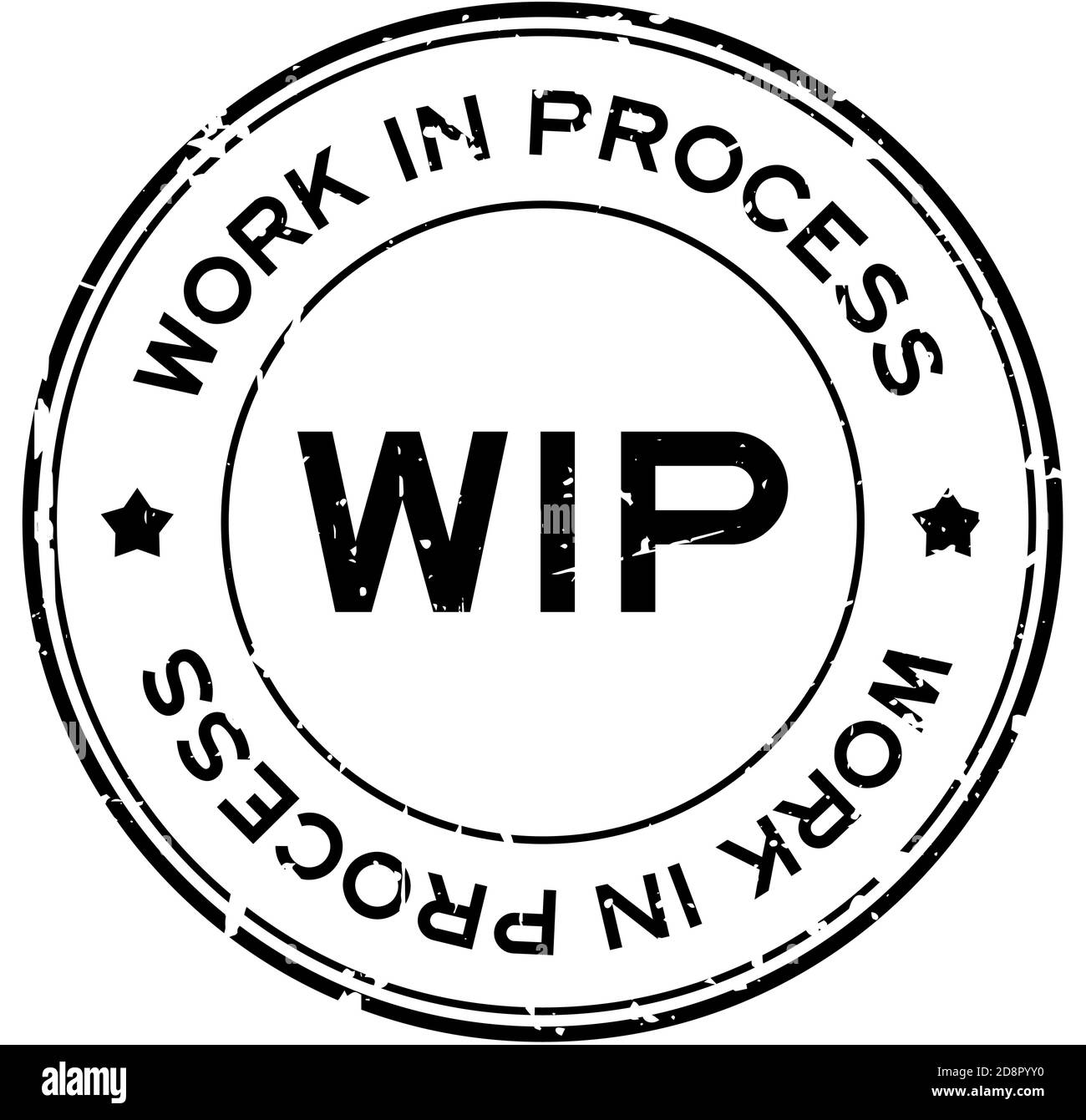 Grunge black WIP work in process word round rubber seal stamp on white background Stock Vector