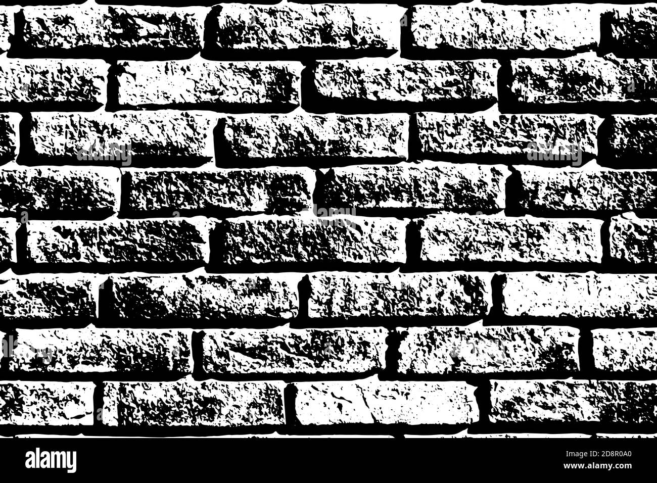 Grunge black texture as brick wall shape on white background (Vector ...