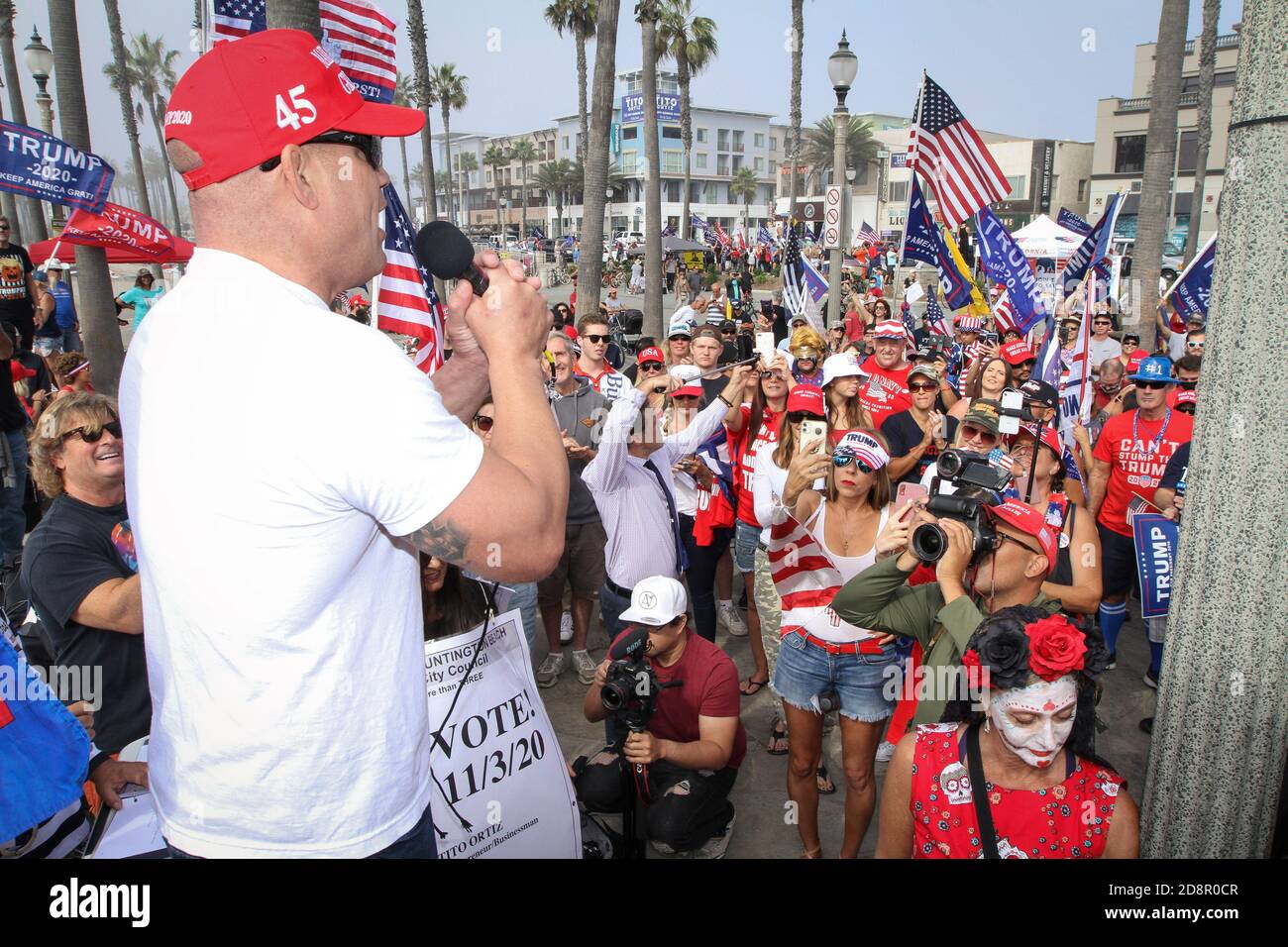 Huntington Beach California Usa 31st Oct 2020 Trump Evangelist Mma Legend Tito Ortiz 45 Wearing A