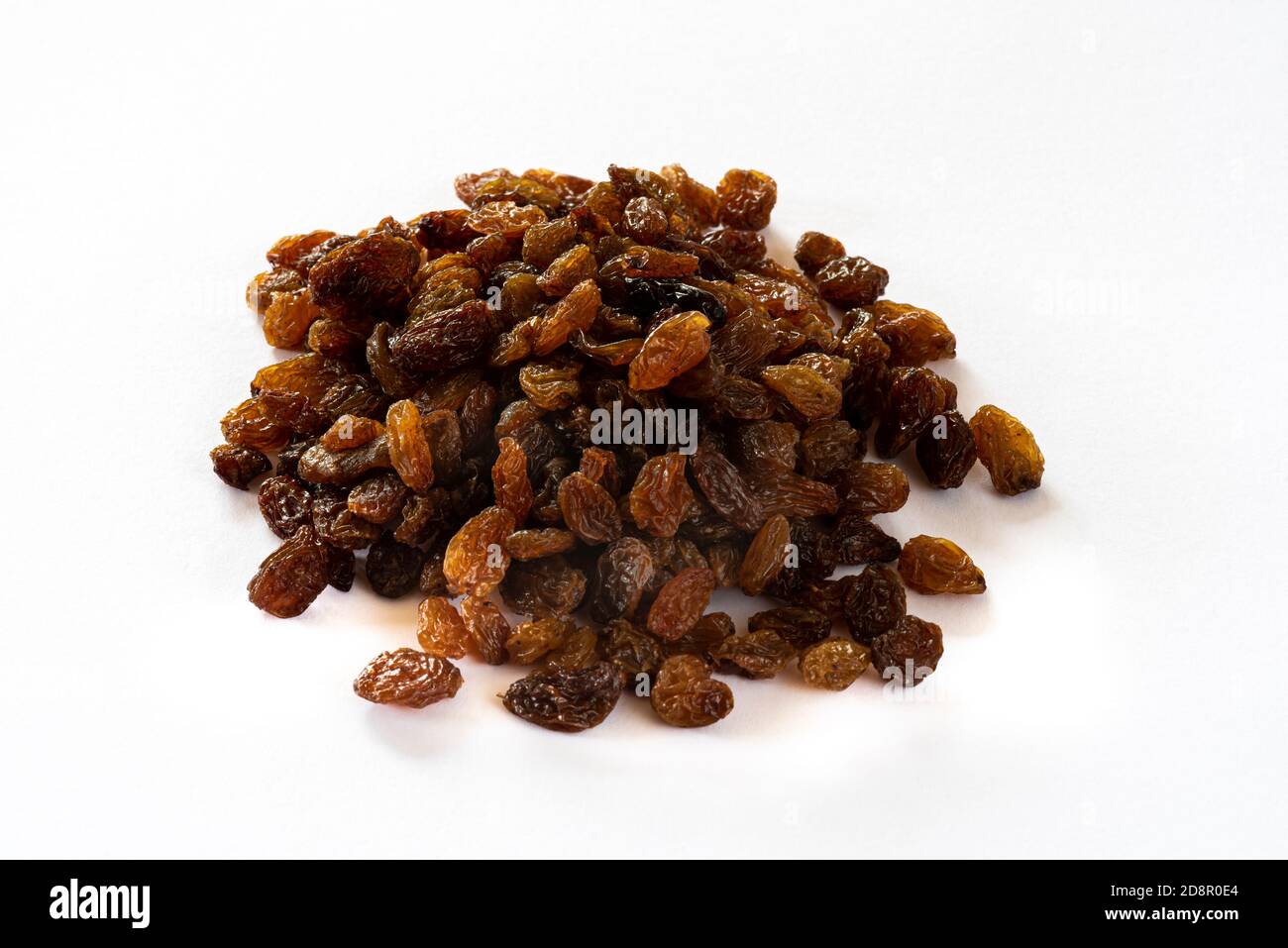 Pile of tasty sultanas. Cooking ingredient or snack. Stock Photo