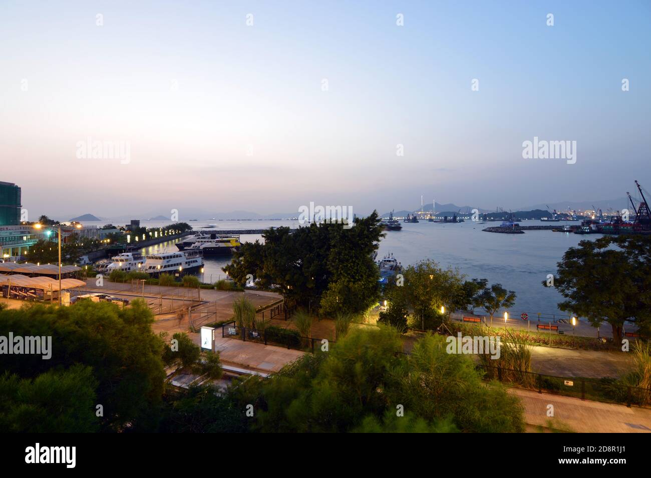 Southern end of New Yau Ma Tei Typhoon Shelter in the evening (2020