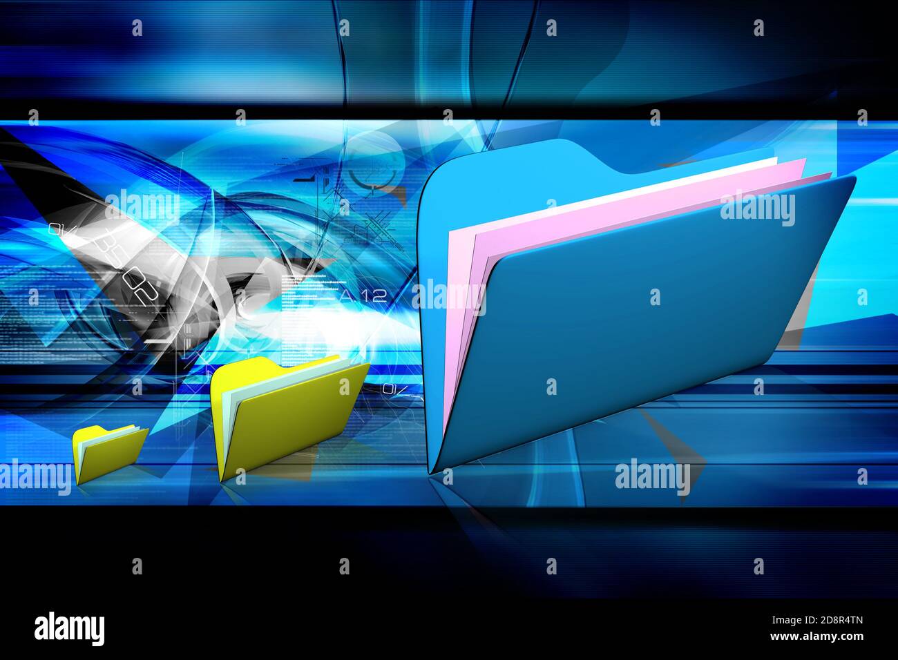 Digital illustration of 3d file folder in color background Stock Photo ...