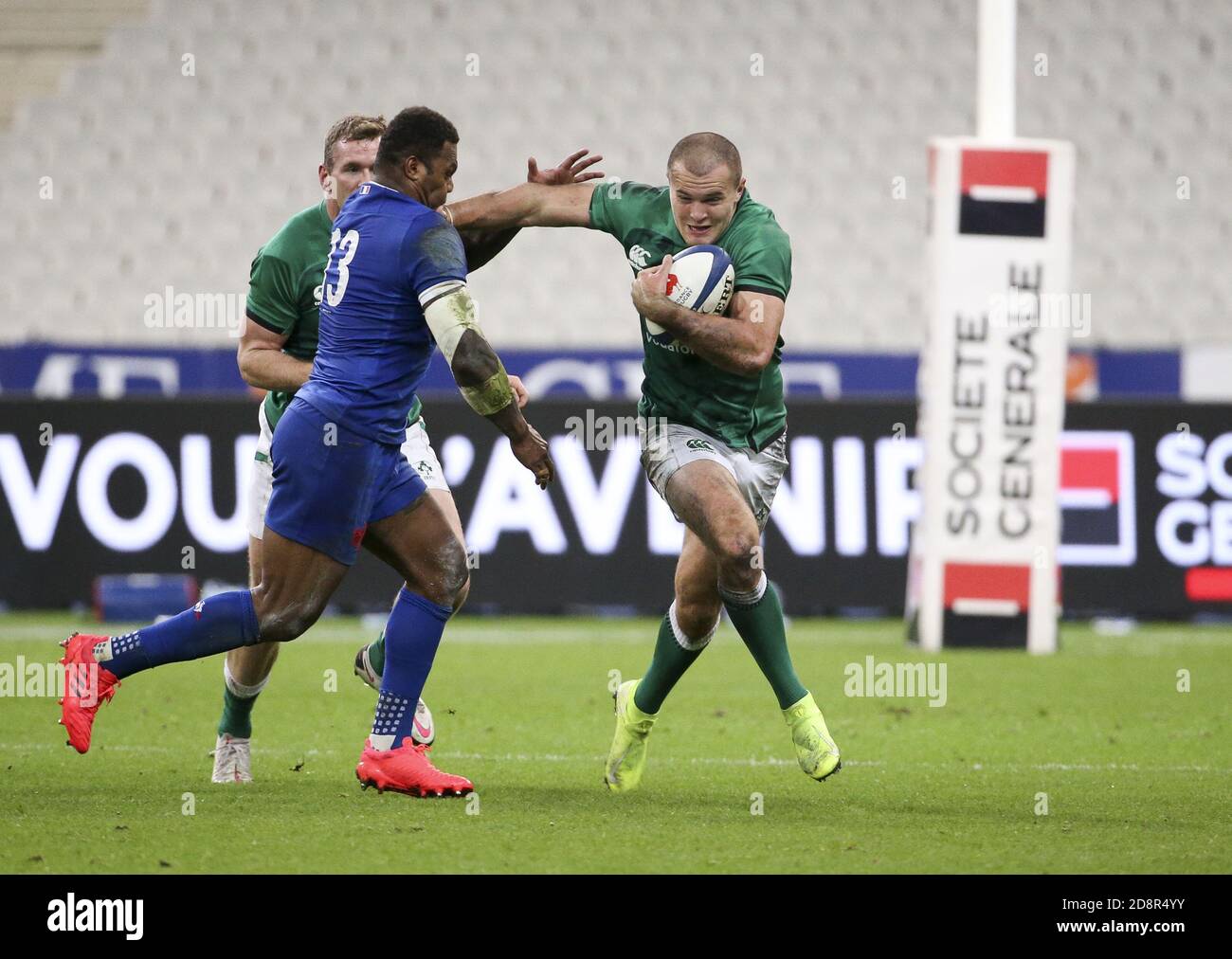 Jacob Stockdale of Ireland during the Guinness Six Nations 2020, rugby union match between France and Ireland on October 31, 2020 at Stade de France C Stock Photo