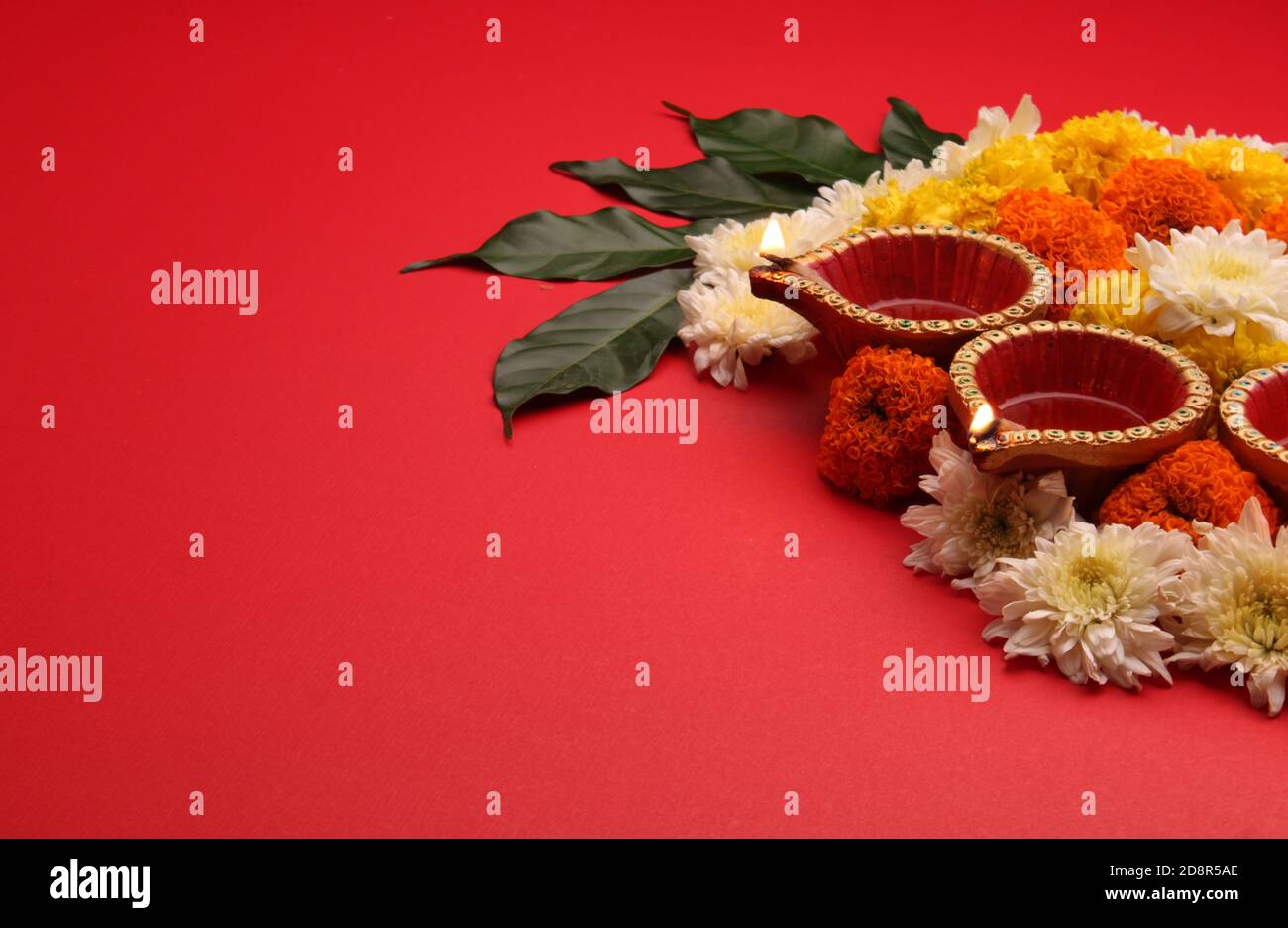 Flower Rangoli for Diwali or Pongal Festival made using Marigold or