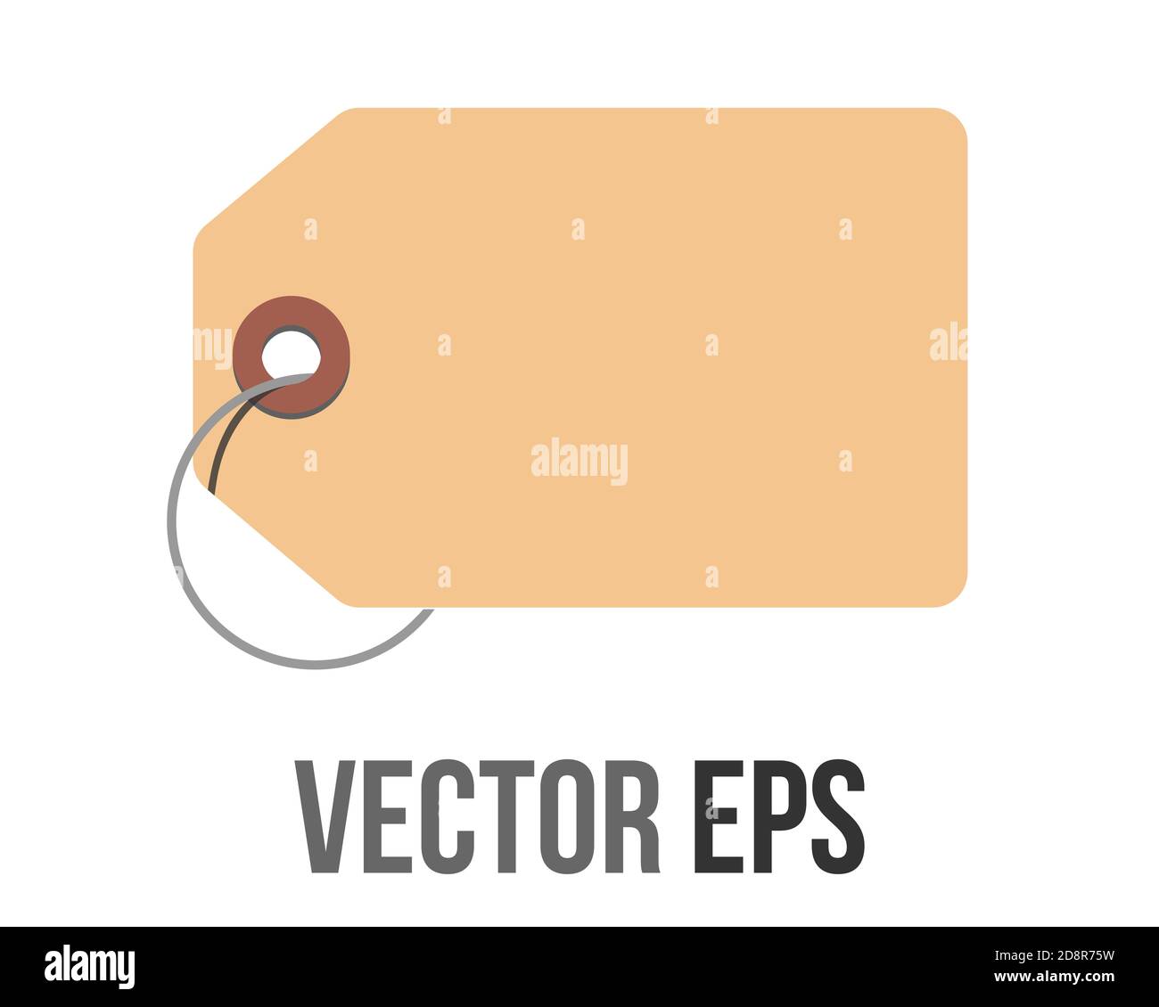 The isolated vector light brown rectangular price tag with hole and string icon, represent price, product tag Stock Vector