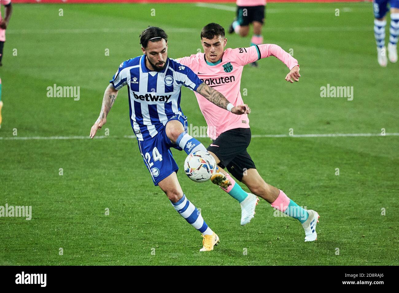 Jota Peleteiro Of Cd Alaves And Pedri Gonzalez Of Fc Barcelona During The Spanish Championship La Liga Football Match Between Cd Alaves And Fc Barce C Stock Photo Alamy
