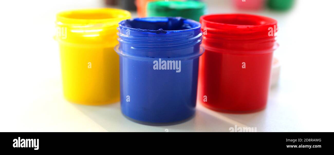 Water based paints, isolated on a white background Stock Photo