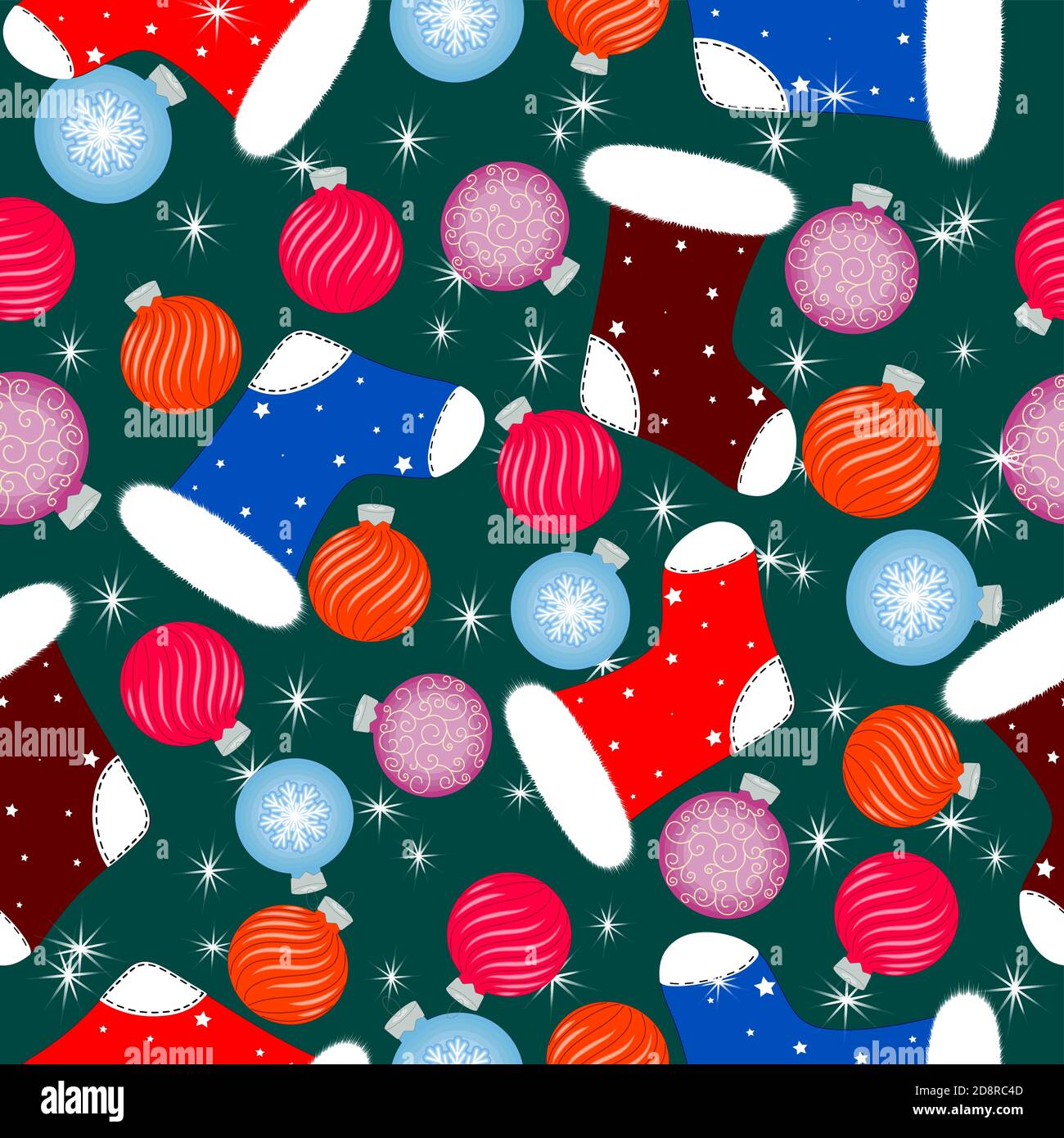 seamless pattern, Christmas theme, Christmas balls, toys. Vector Stock Vector