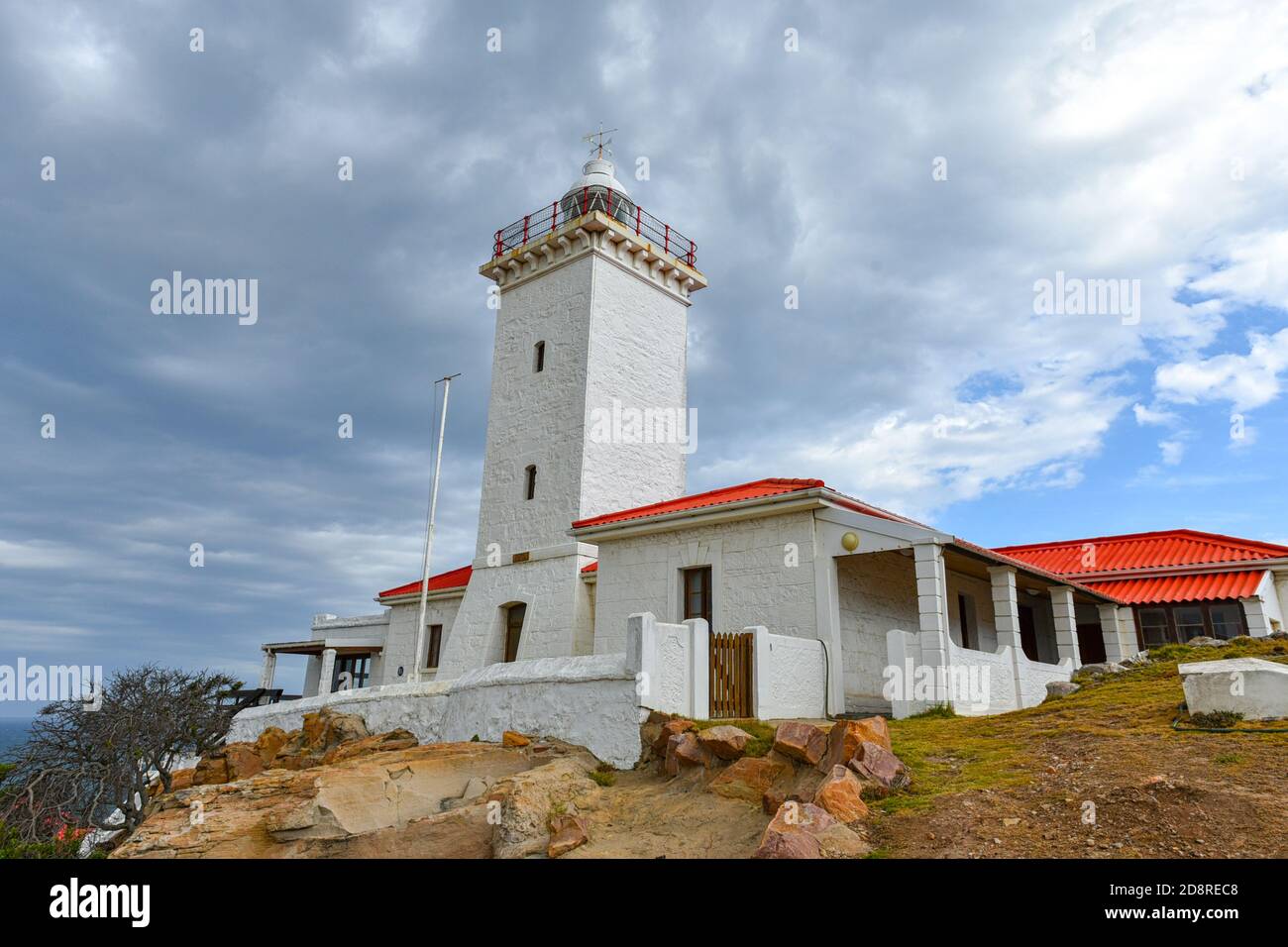 Cape St Blaize Lighthouse at Mossel Bay, Garden Route Africa is a magnificent landmark to see on the Garden Route, South Africa Stock Photo