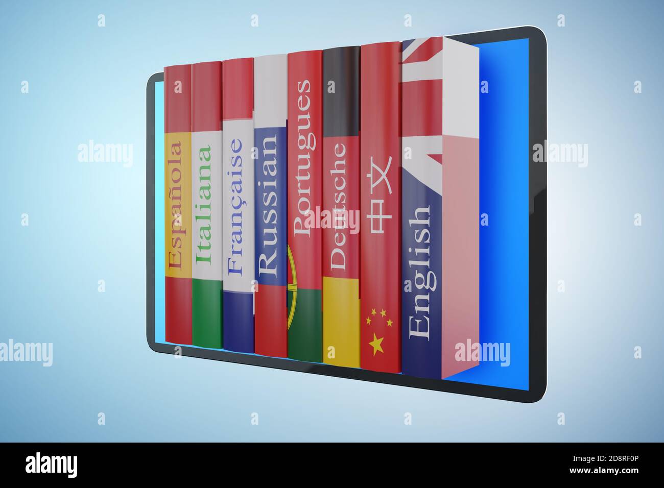 Language Learning Graphics 3d Online language learning concept - 3d rendering Stock Photo - Alamy